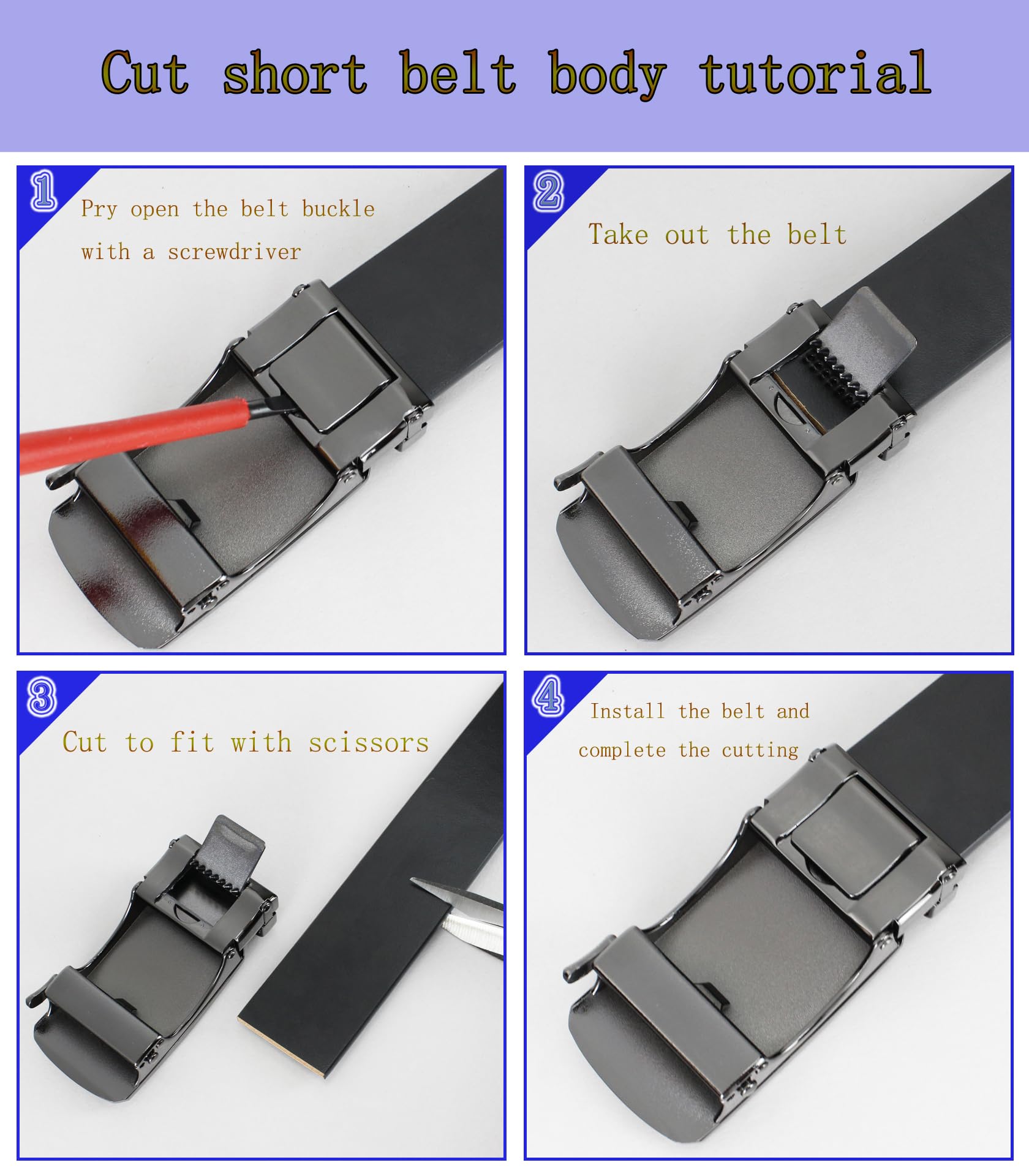 Bullko Ratchet Belt for Men - Mens Belt Leather 1 3/8" for Casual Jeans - Micro Adjustable Belt Fit Everywhere, 36