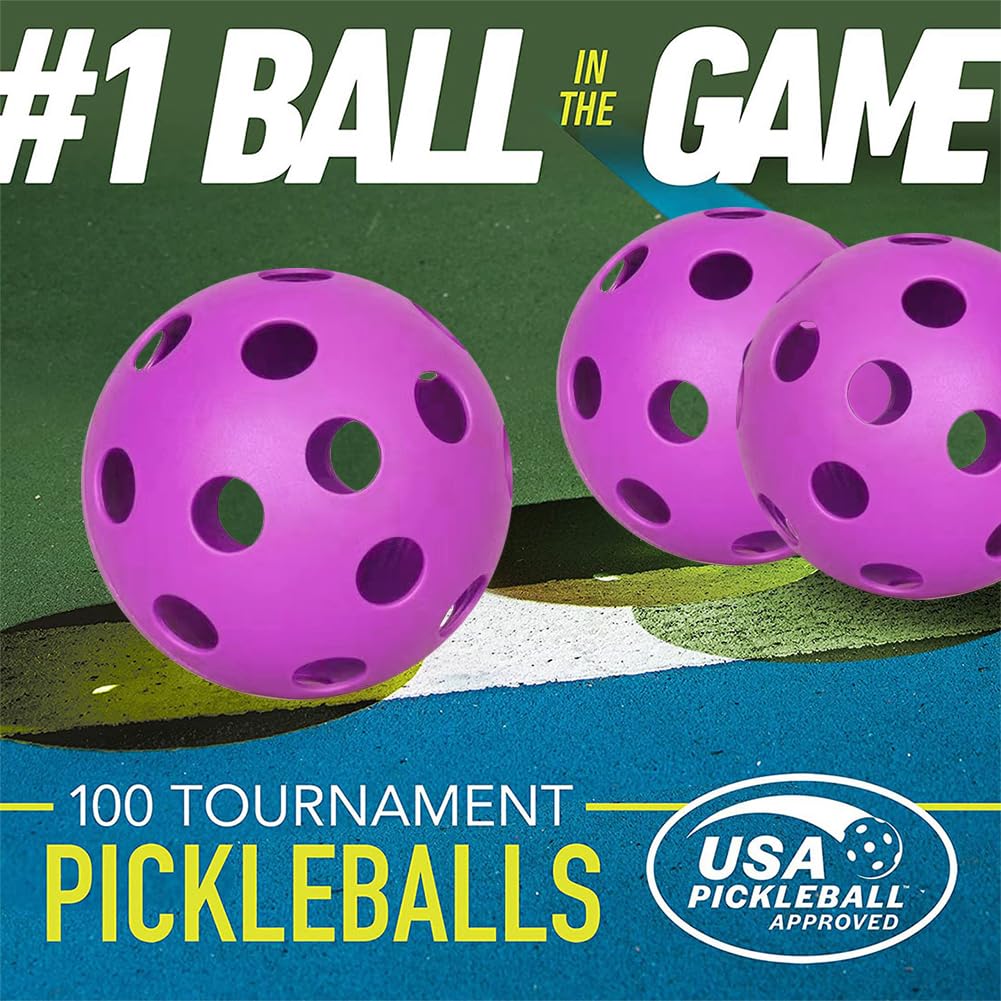 Spunspon 6 Pack Sports Outdoor Pickleballs - 40 Pickleball Balls - USA Pickleball Balls (USAPA) Approved - Official US Open Ball (Purple)