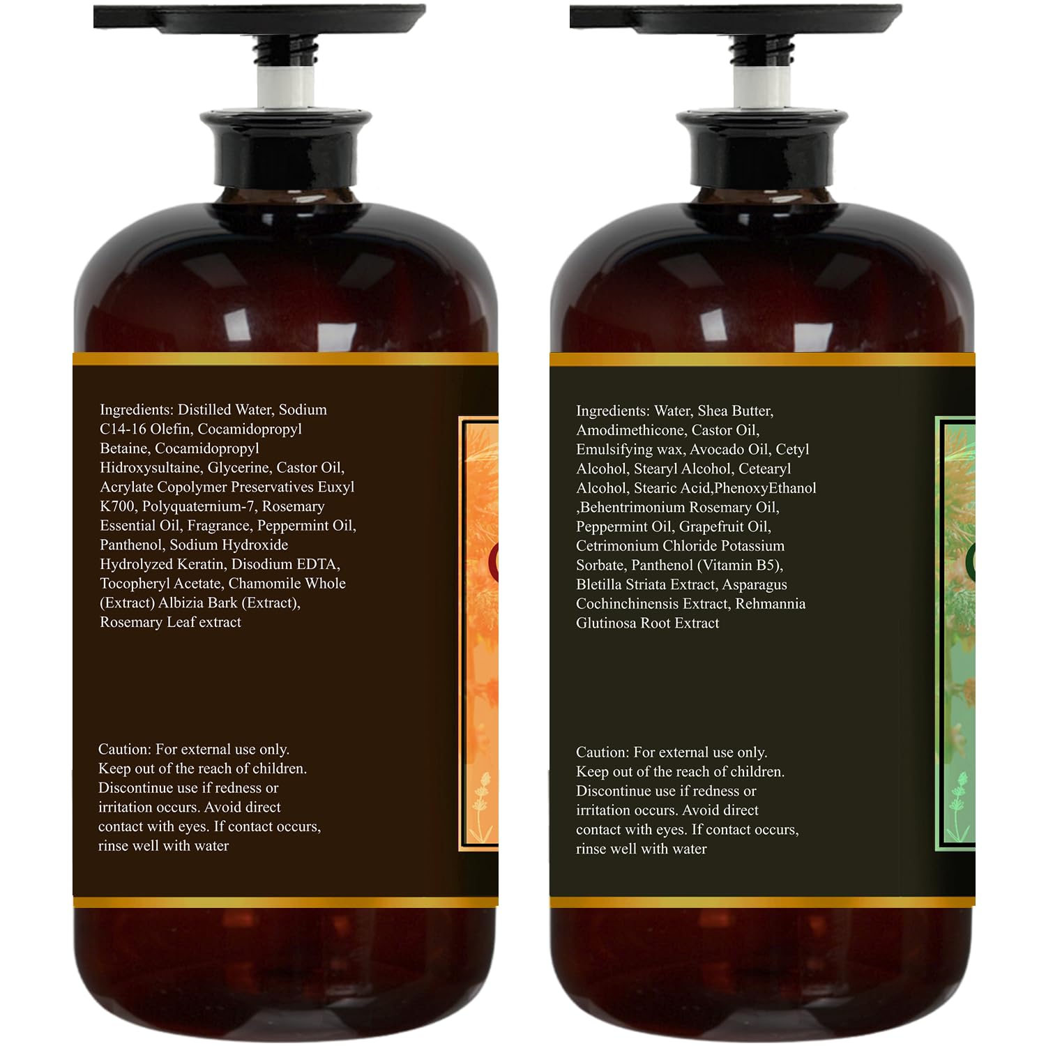 Essentially KateS Castor Oil Rosemary Mint Shampoo and Conditioner 16 Fl Oz Set, Pack of 2 - Helps Thicker and Healthy Looking Hair - Sulfate & Paraben Free