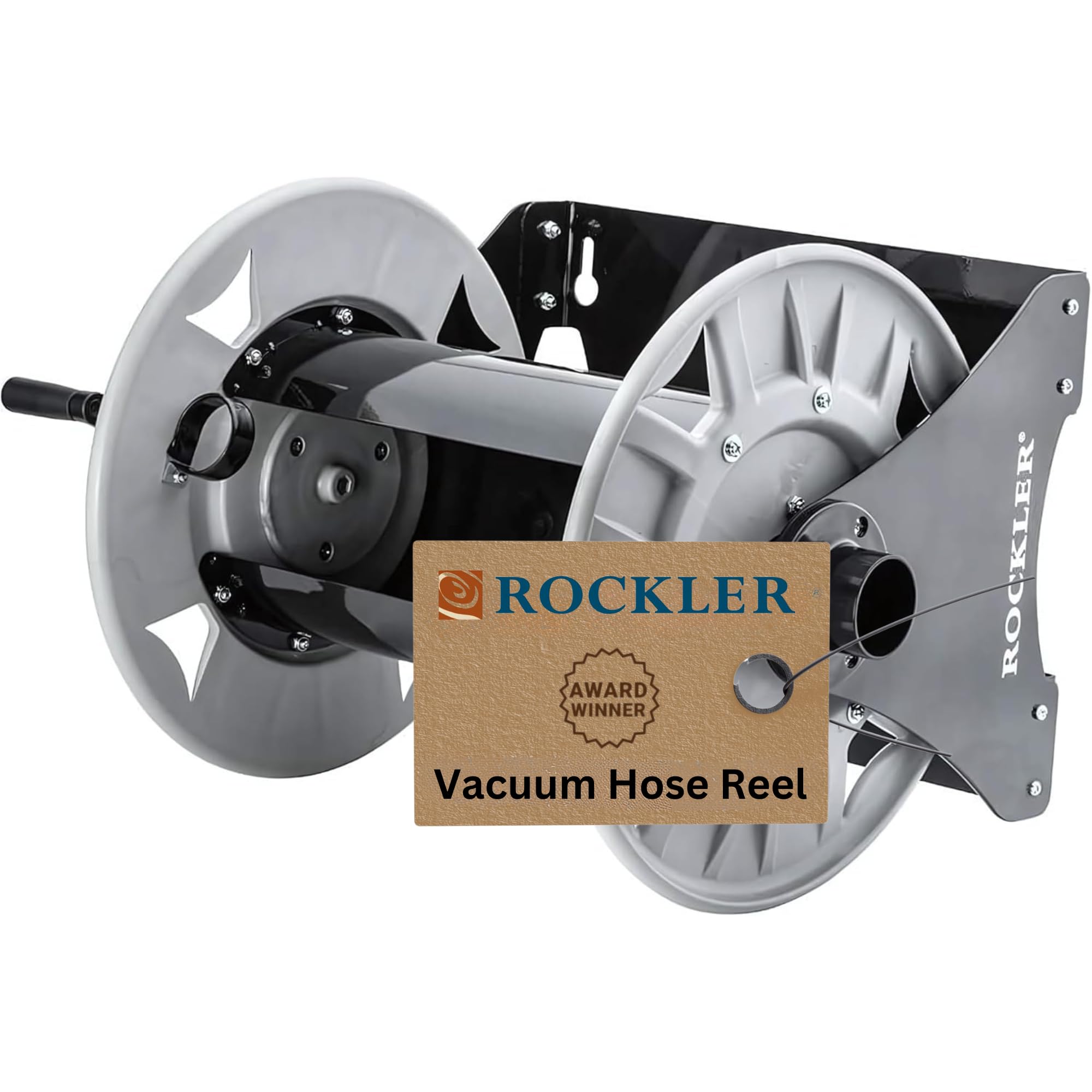 Dust Right Shop Vacuum Hose Reel - Holds 40' of 1-1/2'' Vacuum Hose Extension Reel w/Steel Frame - Adjustable Tension Knob, Wall Mount Vacuum Hose Reel - Easy Installation Dust Collector Accessories