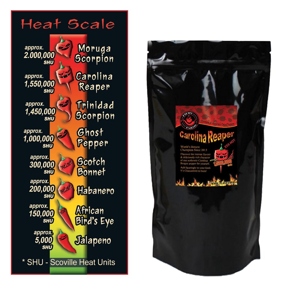 Fiery Farms Carolina Reaper Flakes - 4 oz - 1.5M to 2M SHUs Extremely Hot Red Chili Pepper Flakes, Pure, No Additives