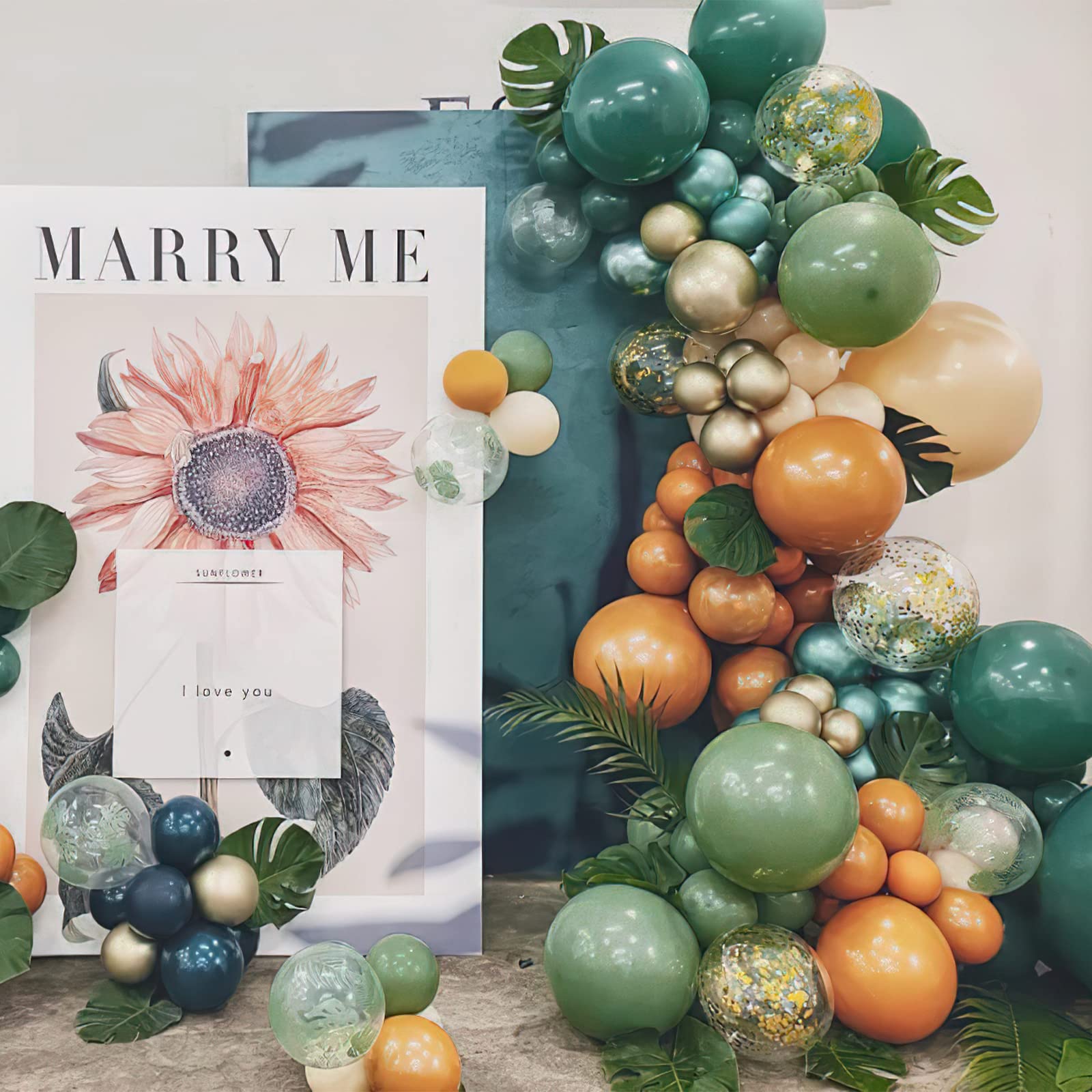 PartyWoo 140 pcs Green Balloon Garland Kit, Pack of Green, Sage Olive Caramel, Nude, Metallic Gold & Dark Balloons for Birthday Decorations, Baby Shower Wedding Decorations