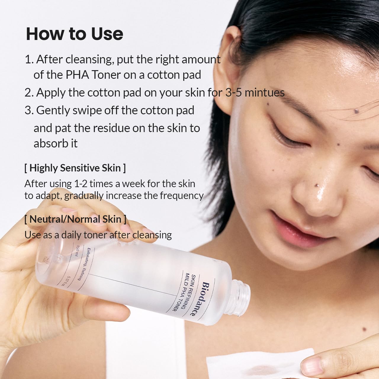 Biodance Skin Refining Mild PHA Toner, Gentle Exfoliating, Hydrating Face Toner for Sensitive Skin with Ceramides & NMF, Korean Skin Care | 5.07 fl.oz,150ml