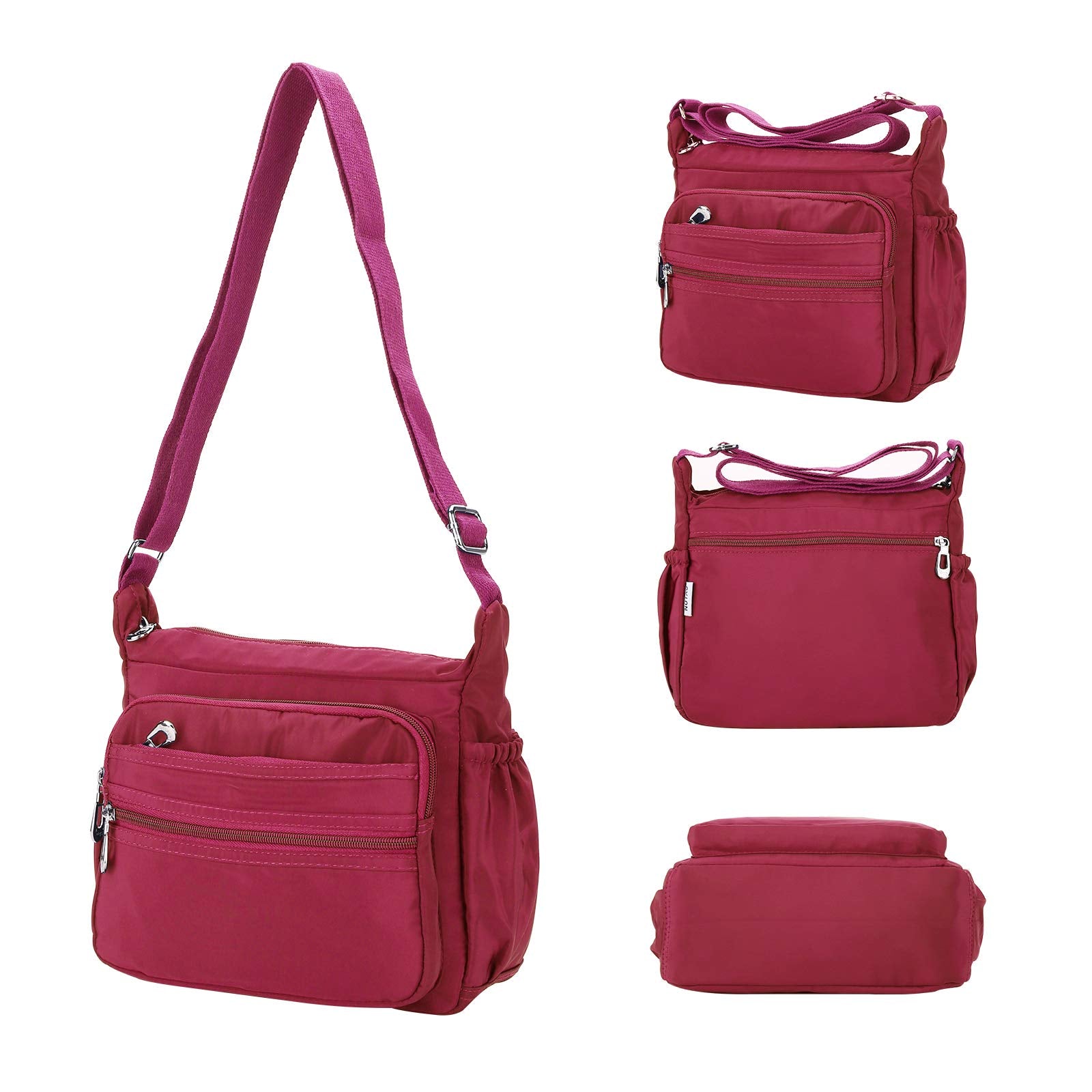 Crossbody Bag for Women Waterproof Shoulder Bag Messenger Bag Casual Nylon Purse Handbag (Small, Pink)