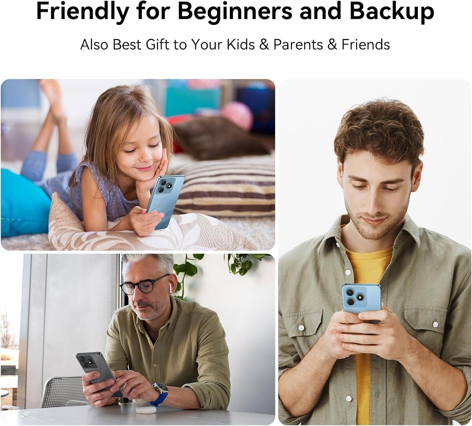 OSCAL Android Phones Unlocked for T-Mobile, FLAT 2 Android 15 Phone(2025), 12GB+128GB/2TB TF Octa Core, Dual SIM Phones Unlocked (US Warranty), 5000mAh, 90Hz,6.56"HD+, 4G/GPS/Fingerprint/Face ID-Black