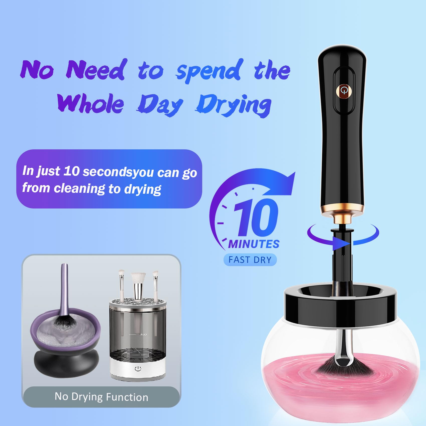 Makeup Brush Cleaner and Dryer Machine,Fast Electric Makeup Brush Cleaner Machine Automatic Brush Cleaner Spinner,Deep Cosmetic Brush Spinner for Brushes,Suit for Most Makeup Brush Sizes