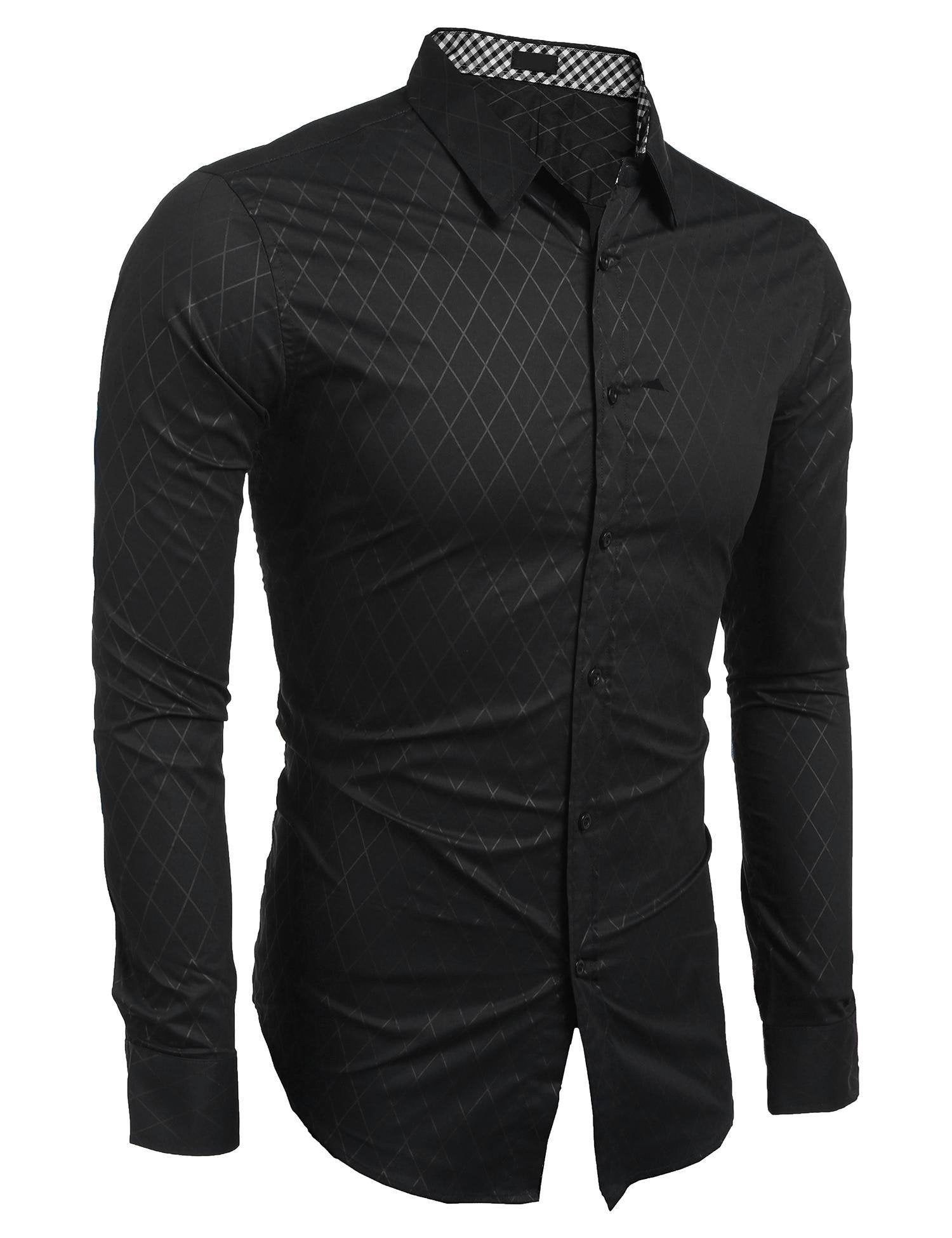 COOFANDY Mens Dress Shirt Slim Fit Business Casual Button Down Black
