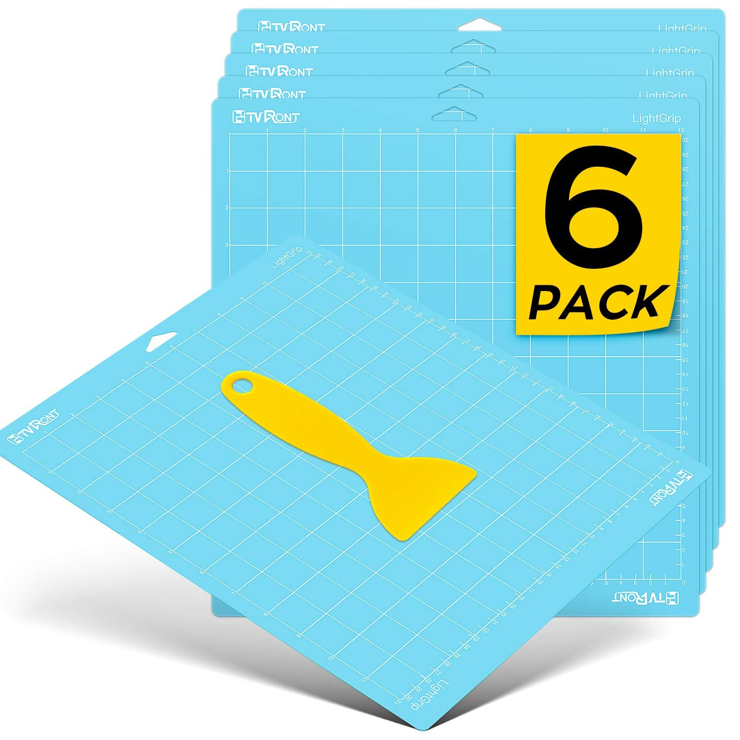 HTVRONT Light Grip Cutting Mat for Cricut, 6 Pack Cutting Mat 12x12 for Cricut Explore Air 2/Air/One/Maker, Light Adhesive Sticky Quilting Cutting Mats Replacement Accessories for Cricut
