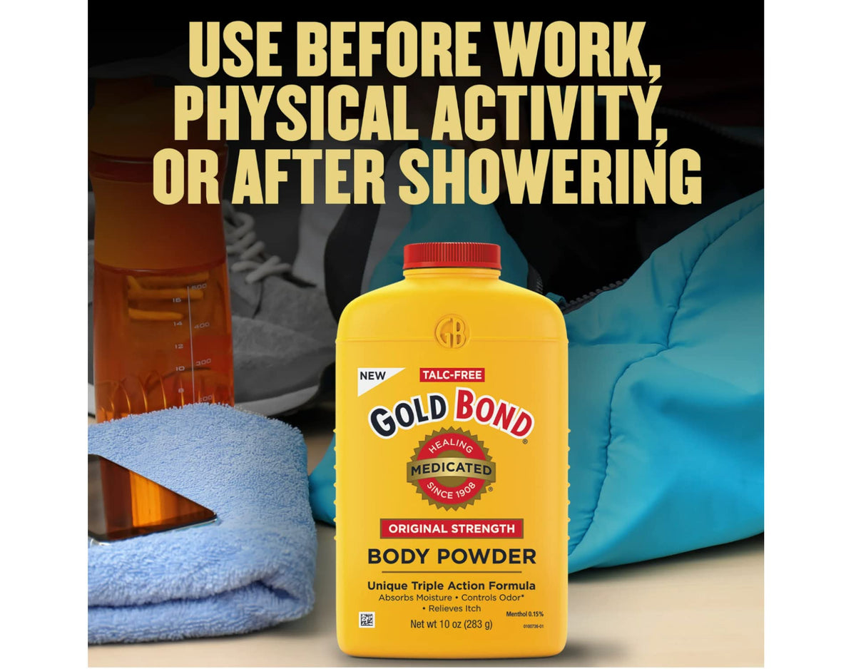 Gold Bond Medicated Powder Triple Action Relief 10 Ounce (Talc-Free)