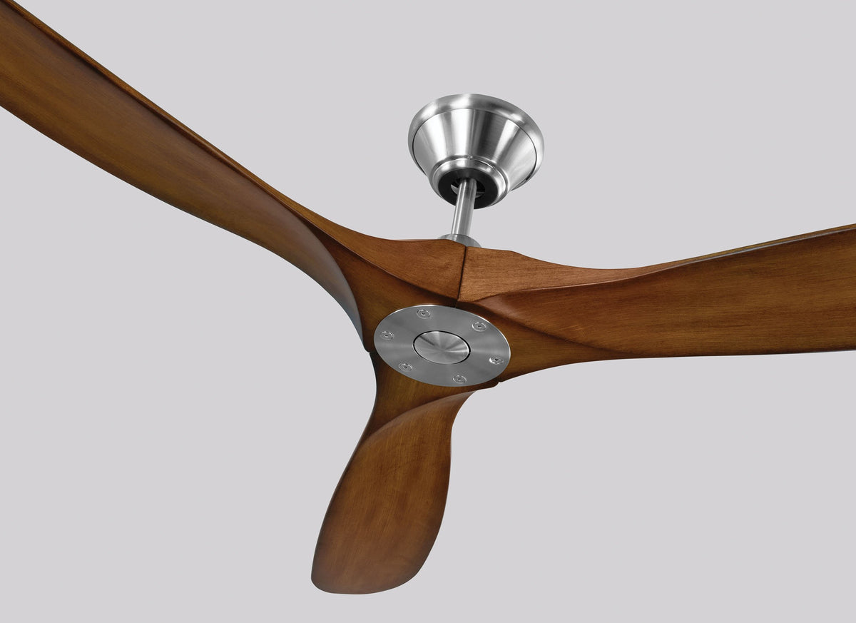 Monte Carlo 3MAVR60BSKOA Maverick Energy Star Outdoor Ceiling Fan with Remote Control, 3 Balsa Wood, 60-Inch, Brushed Steel-Koa Blades