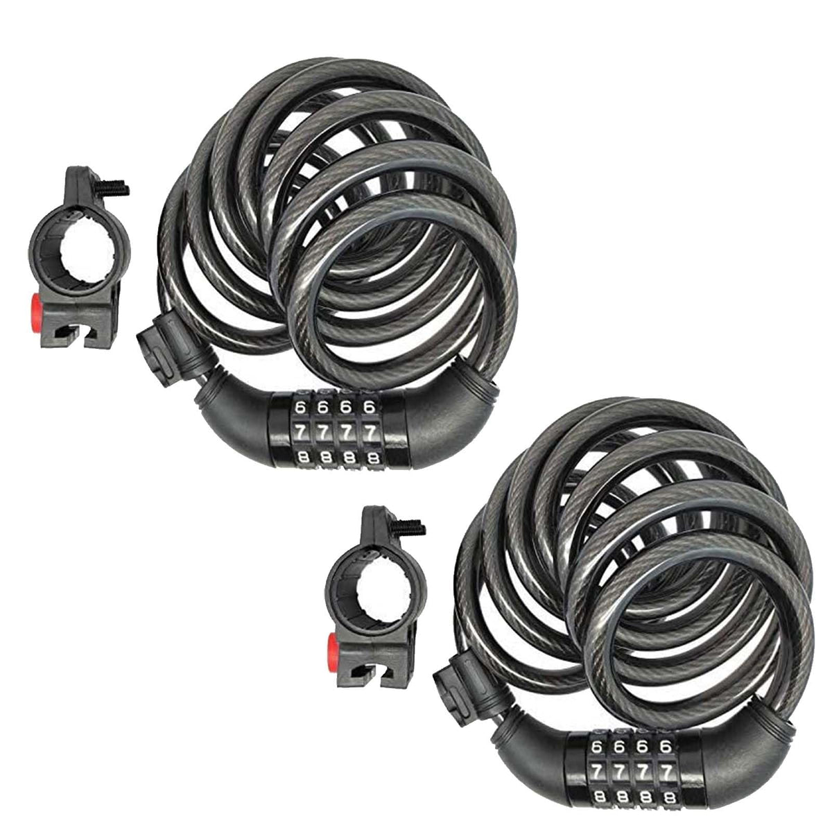 SEPOX® 2Pcs Pack 6FT Extra Long Cable Combination Bike Locks, 4 Digits Retractable Security Lock, 12mm Heavy Duty Anti Theft Anti Rust Cable for Bicycle, Scooter, Gate, Outdoor Equipment, Weatherproof