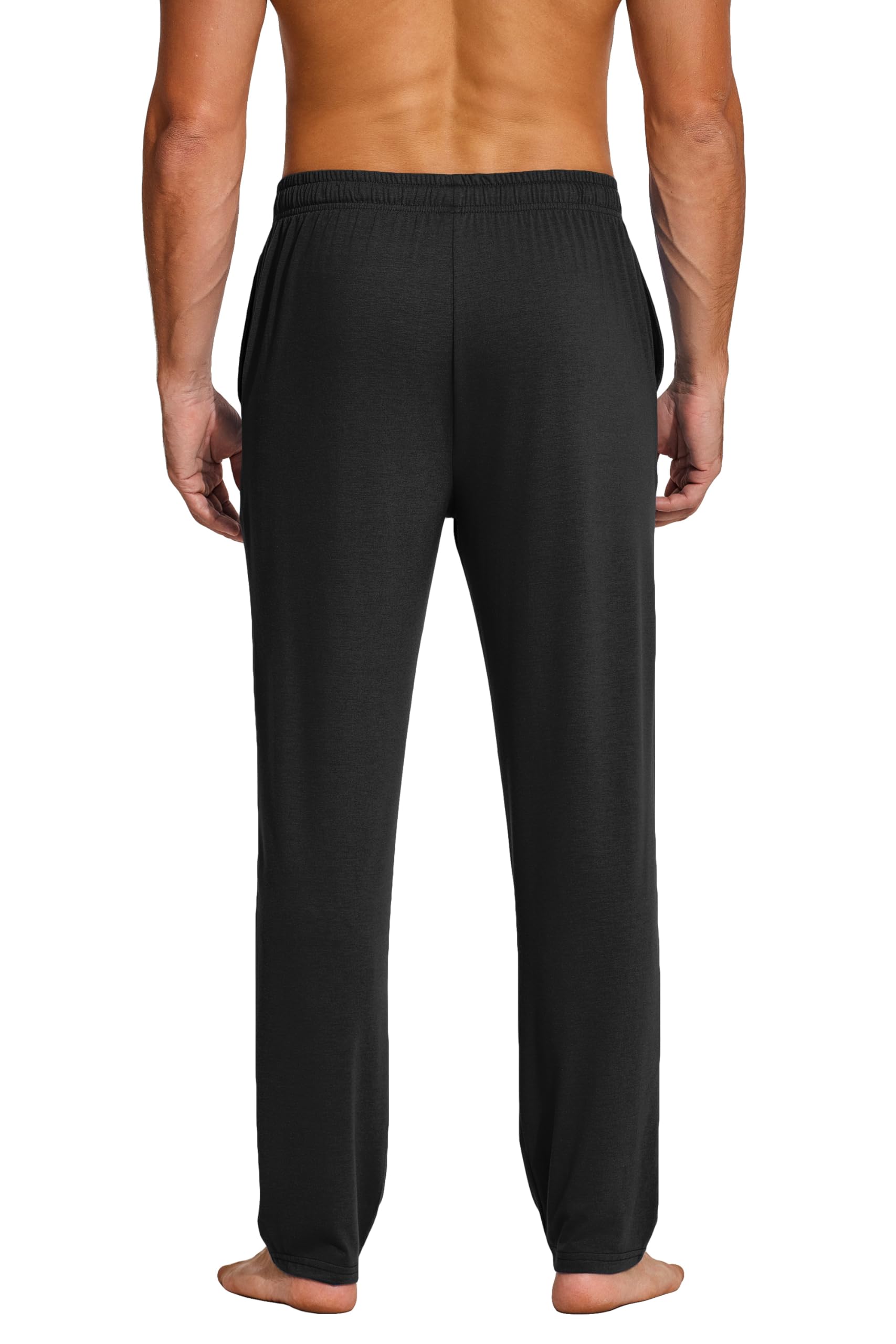 COOFANDY Men's Yoga Sweatpants Lightweight Open Bottom Lounge Pants Casual Drawstring Jogger Pants with Pockets Black