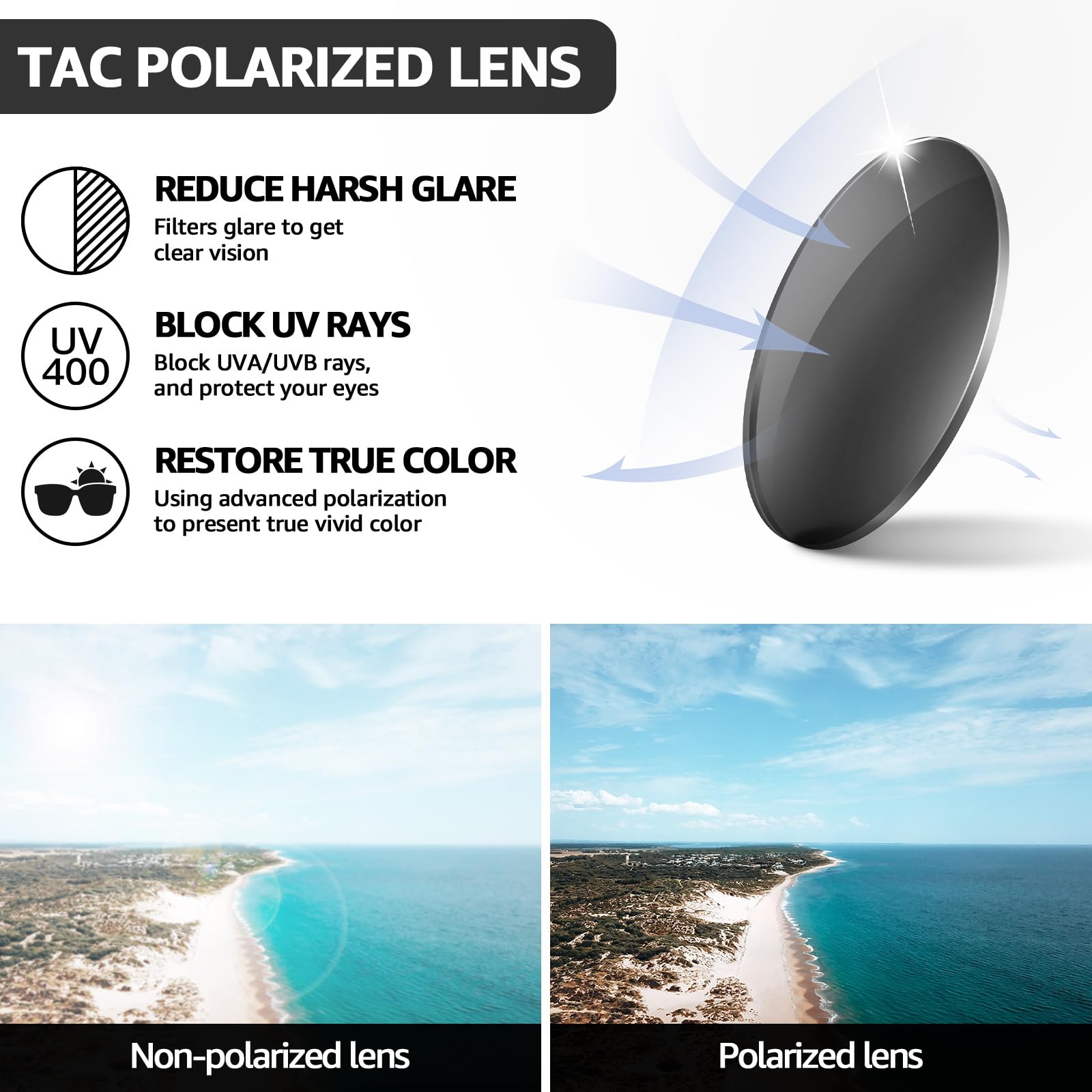 TJUTR Polarized Over Glasses Sunglasses for Men & Women, Trendy Wrap Around Sun Glasses UV400 Protection Shades