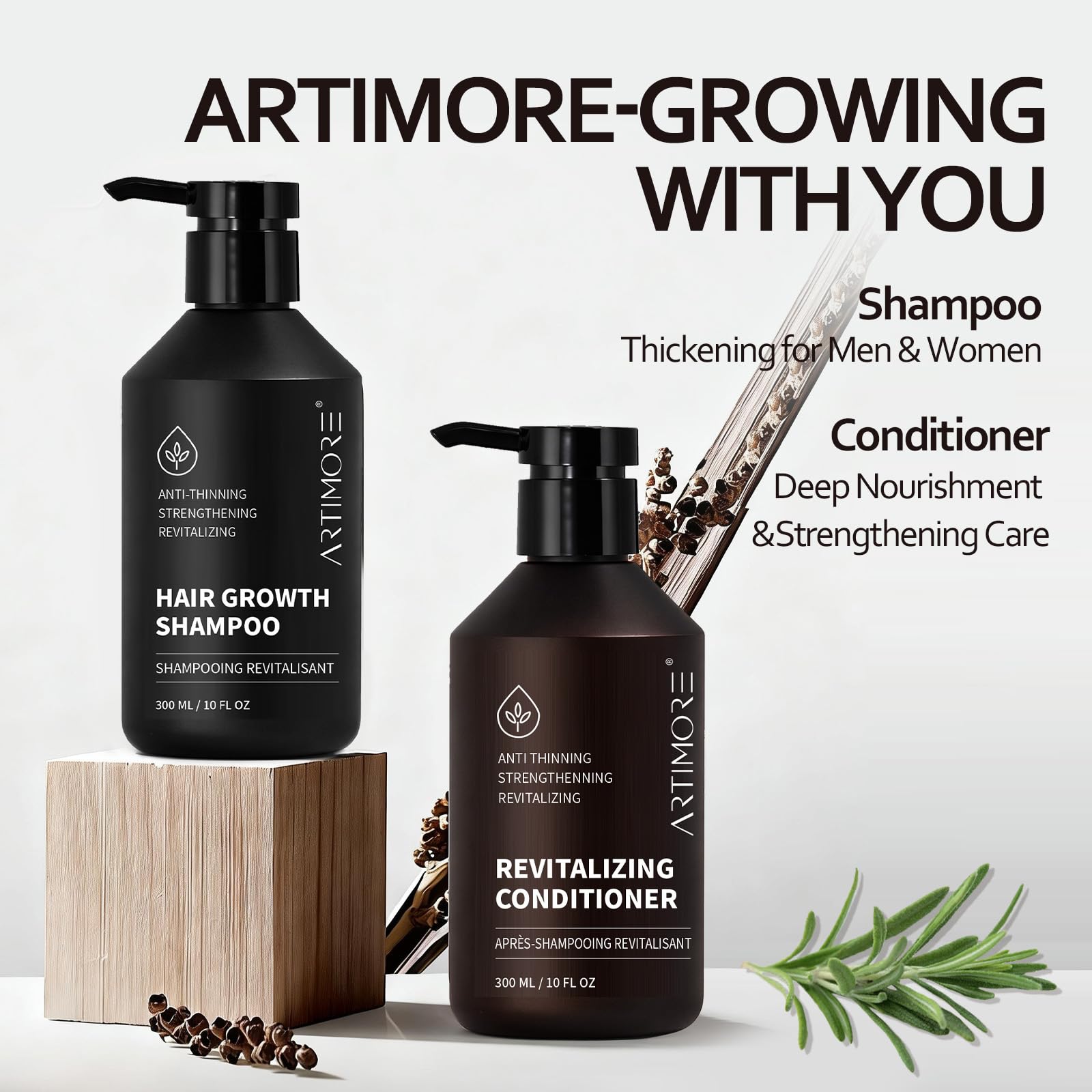 Biotin & Rosemary Hair Growth Shampoo for Thinning Hair for Women, Hair Loss Shampoo for Men, Nourishes Scalp with Natural Ingredients 300 ml