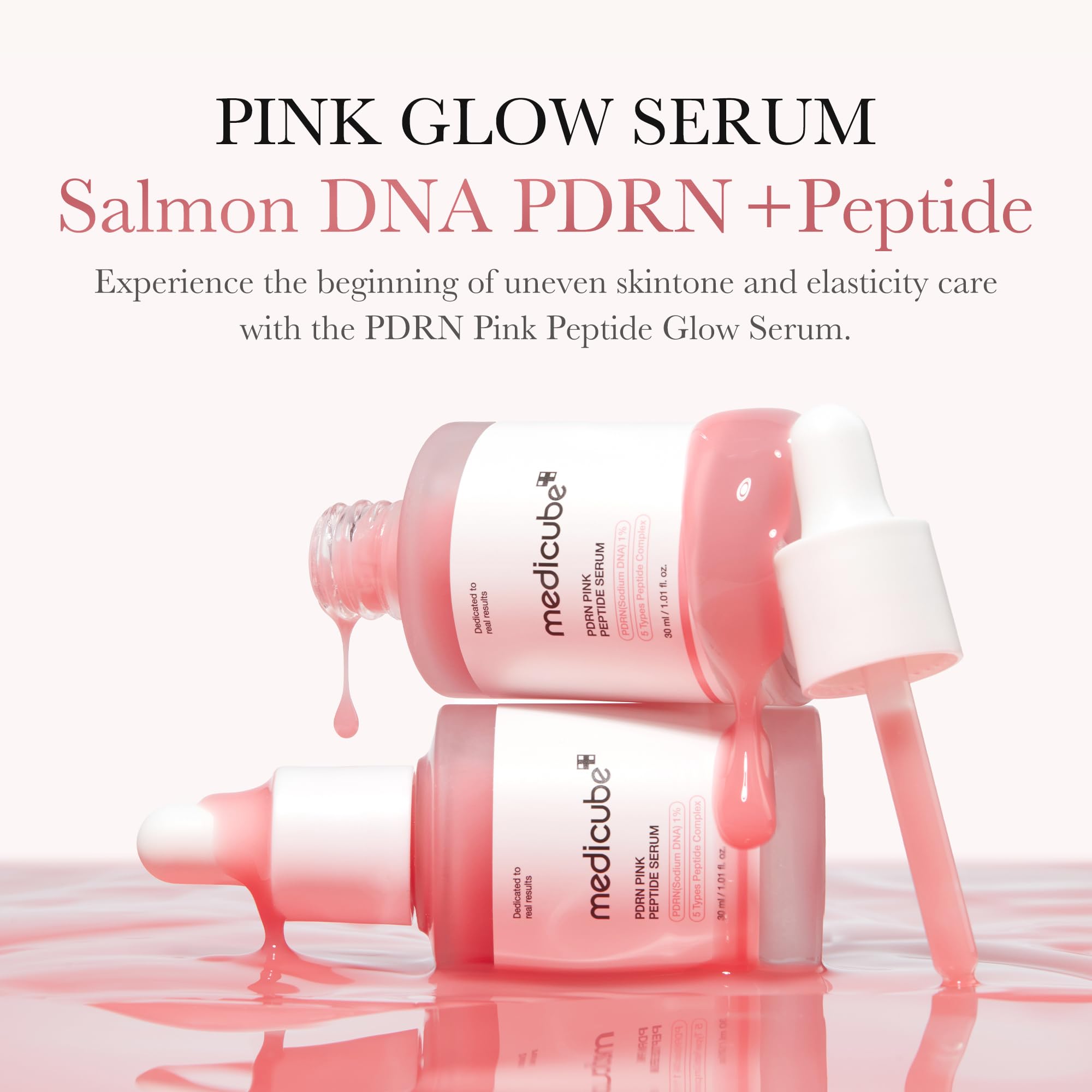 medicube Calm and Clear Skin Duo: medicube Mini Booster Pro Pink and Salmon DNA PDRN Pink Peptide Serum
