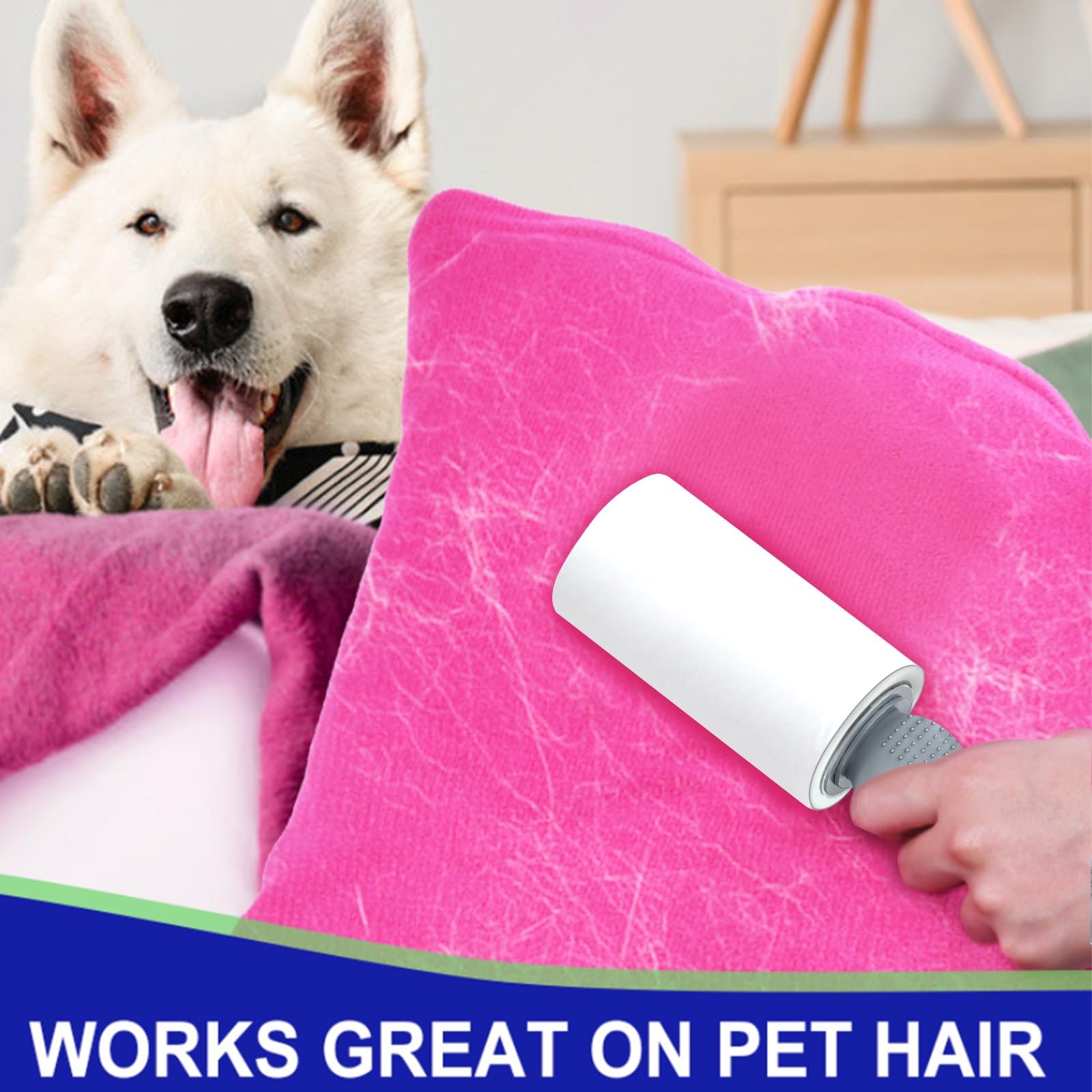 Sticky Lint Roller for Pet Hair: Lint Remover for Dog Cat Hair Mega Value Set 540 Sheets 2 Handles+6 Rollers Fur Removal for Clothes Couch Furniture