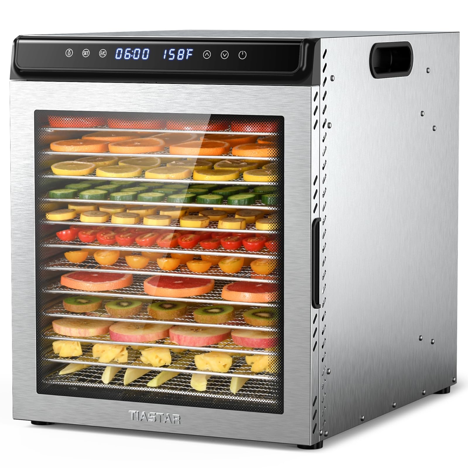 Stainless Steel Food Dehydrator Machine, 12 Trays Food Dryer, 1300W Dehydrators for Food and Jerky, 72H Timer and Temp Control, Recipes Included