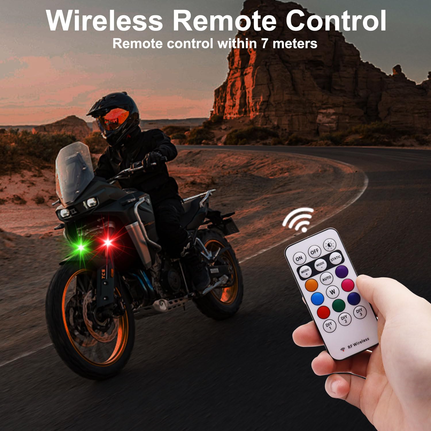 4PCS Wireless LED Strobe Lights with Remote Control, 8 Colors USB Charing Waterproof Anti-Collision Led Emergency Warning Lights for Car Motorcycle Drone Aircraft Bike