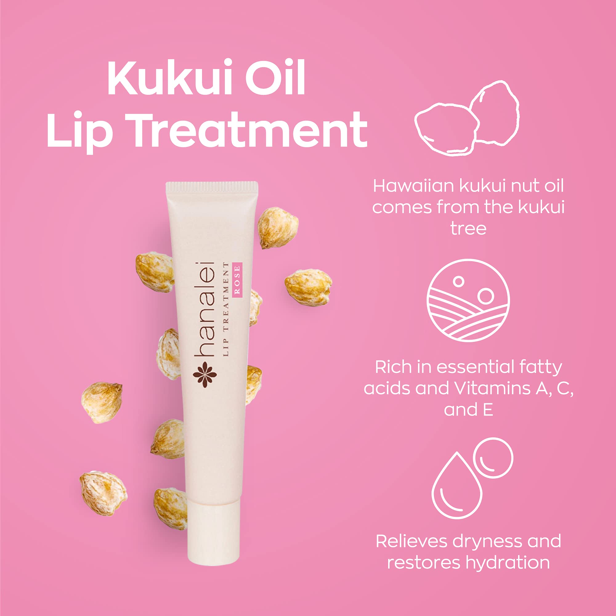 Hanalei Lip Treatment Bundle (Rose and Sand) | Made with Kukui Oil, Shea Butter, Agave, and Grapeseed Oil, Soothe Dry Lips (Cruelty free, Paraben free)
