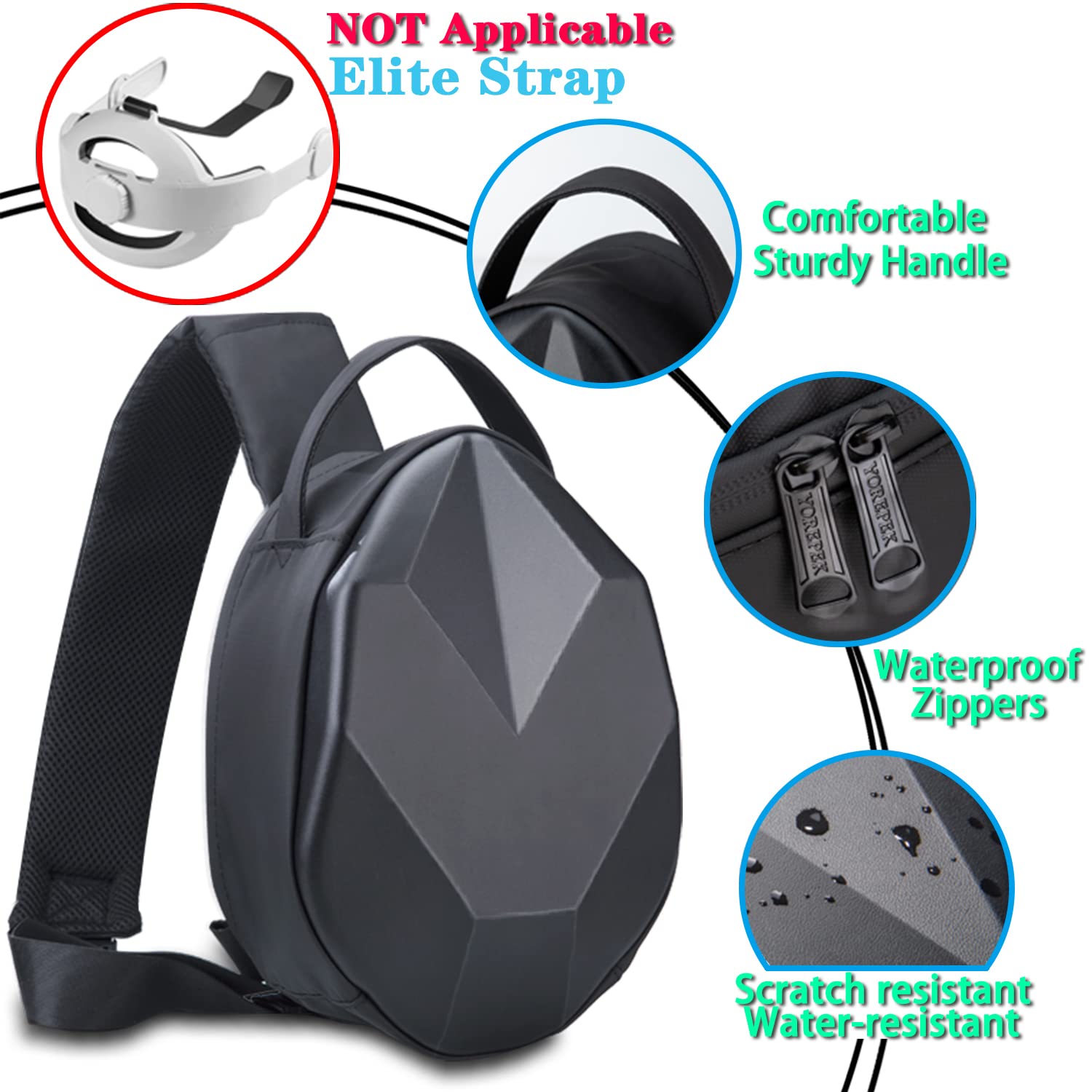 YOREPEK Carrying Case Compatible with Oculus Meta Quest 3/Quest 3S/Quest 2/Vision Pro, Hard Travel Bag fit for Meta Quest Pro Gaming Headset and Controllers, Lightweight Case with USB Charging Port