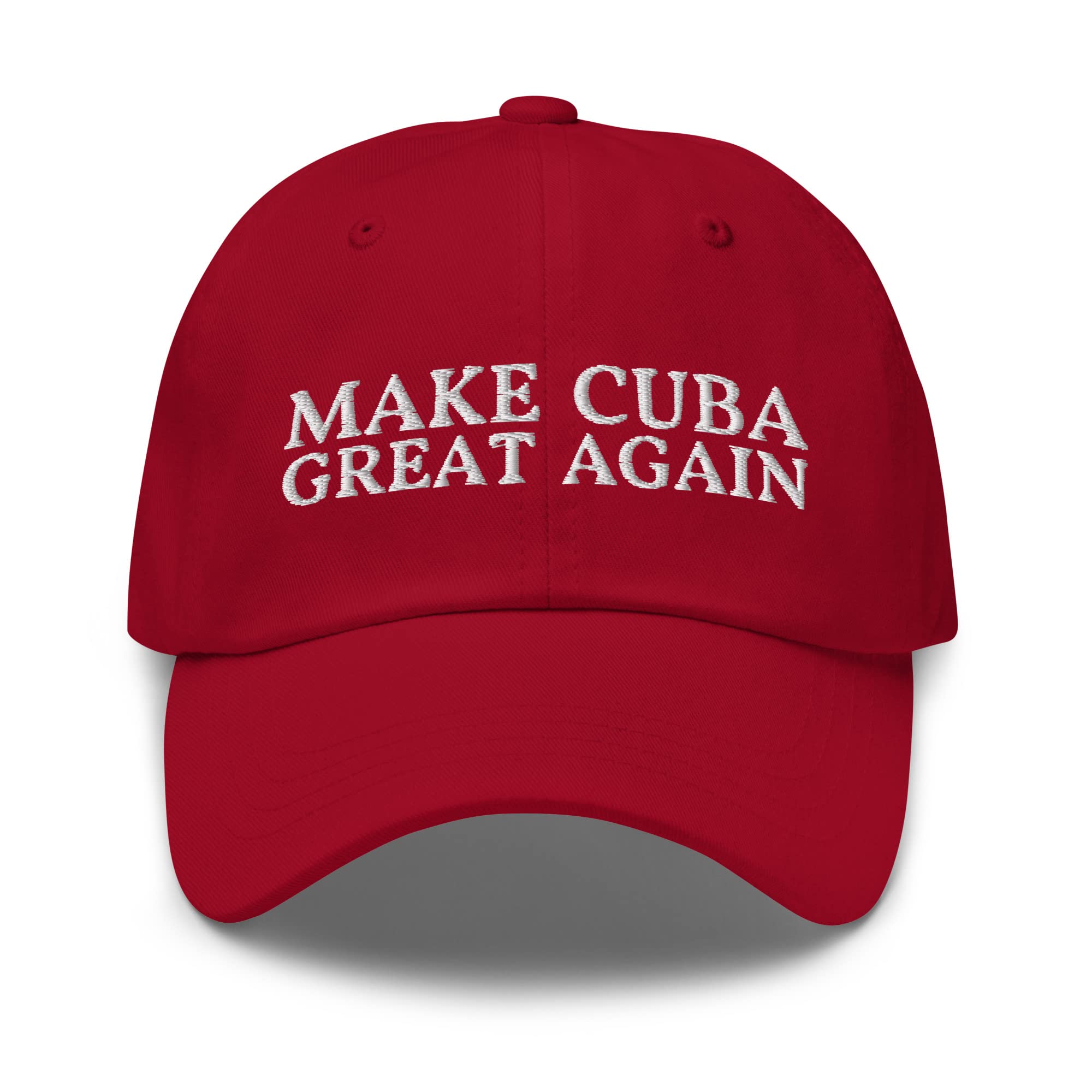 Make Cuba Great Again Dad Hat - Funny Cuba Embroidered Cap - Gift for Proud Cubans Cranberry