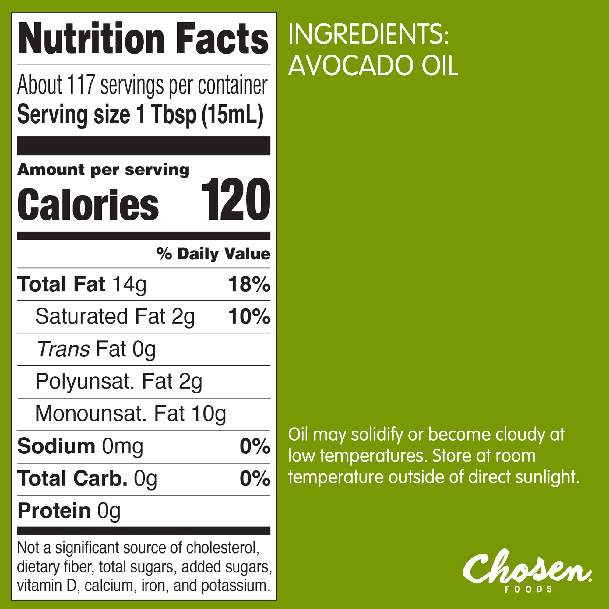Chosen Foods 100% Pure Avocado Oil, Keto and Paleo Diet Friendly, Kosher Oil for Baking, High Heat Cooking Oil, Frying, Homemade Sauces, Dressings and Marinades (1.75 liters)