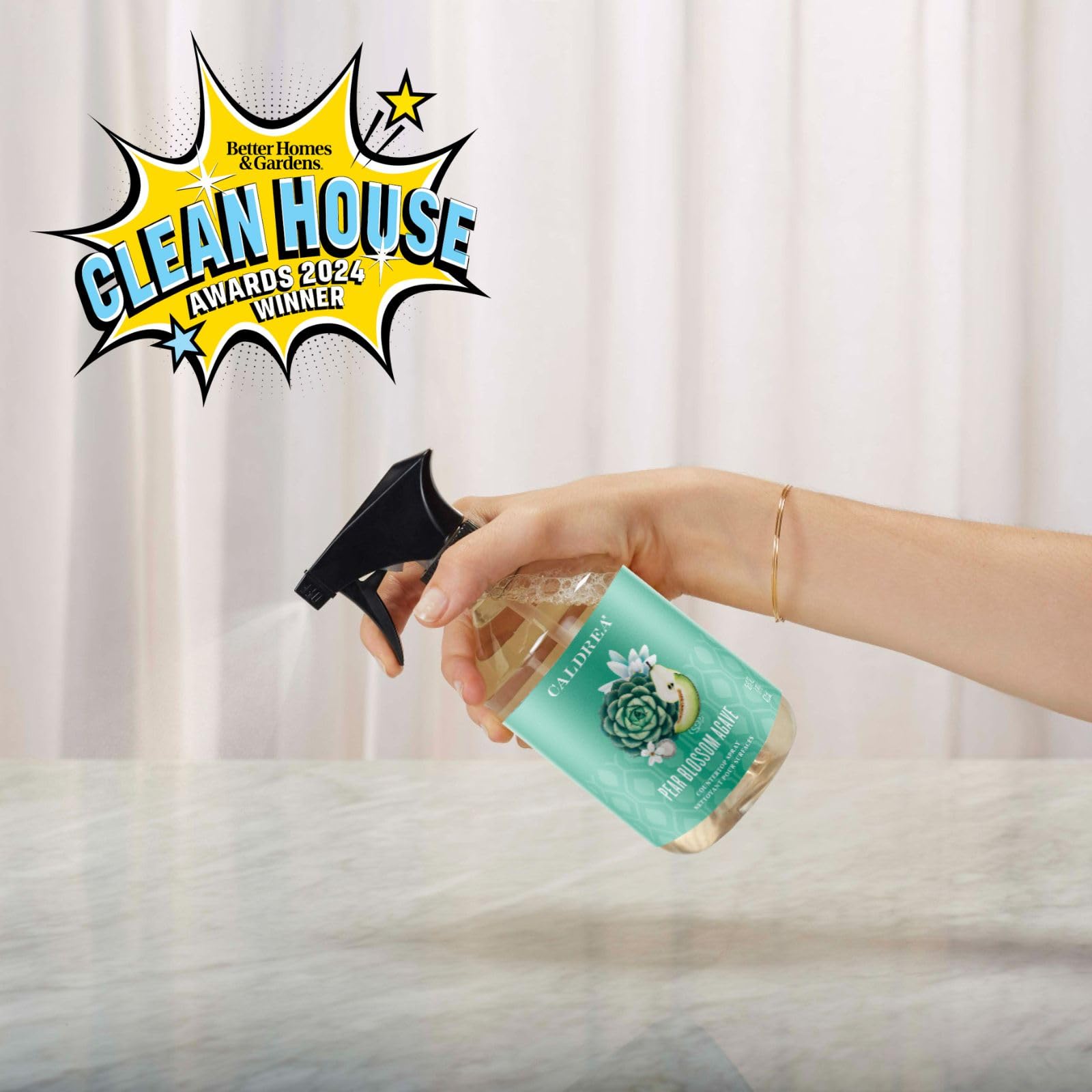 Caldrea Multi-surface CounterTop Spray Cleaner, Made With Vegetable Protein Extract, Pear Blossom Agave Scent, 16 Oz