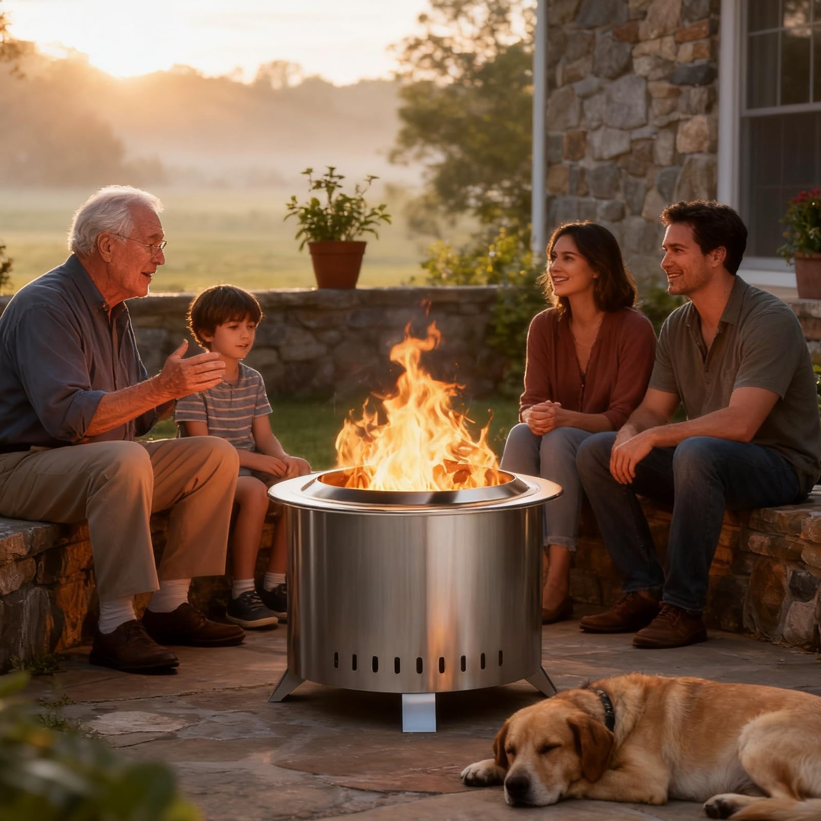 Verdeluxe Smokeless Fire Pit,22 Inch Stainless Steel Firepit, Outdoor Wood Burning Fire Pit with Cover,Smokeless Firepits for Outside Backyard Patio Garden Camping Bonfire