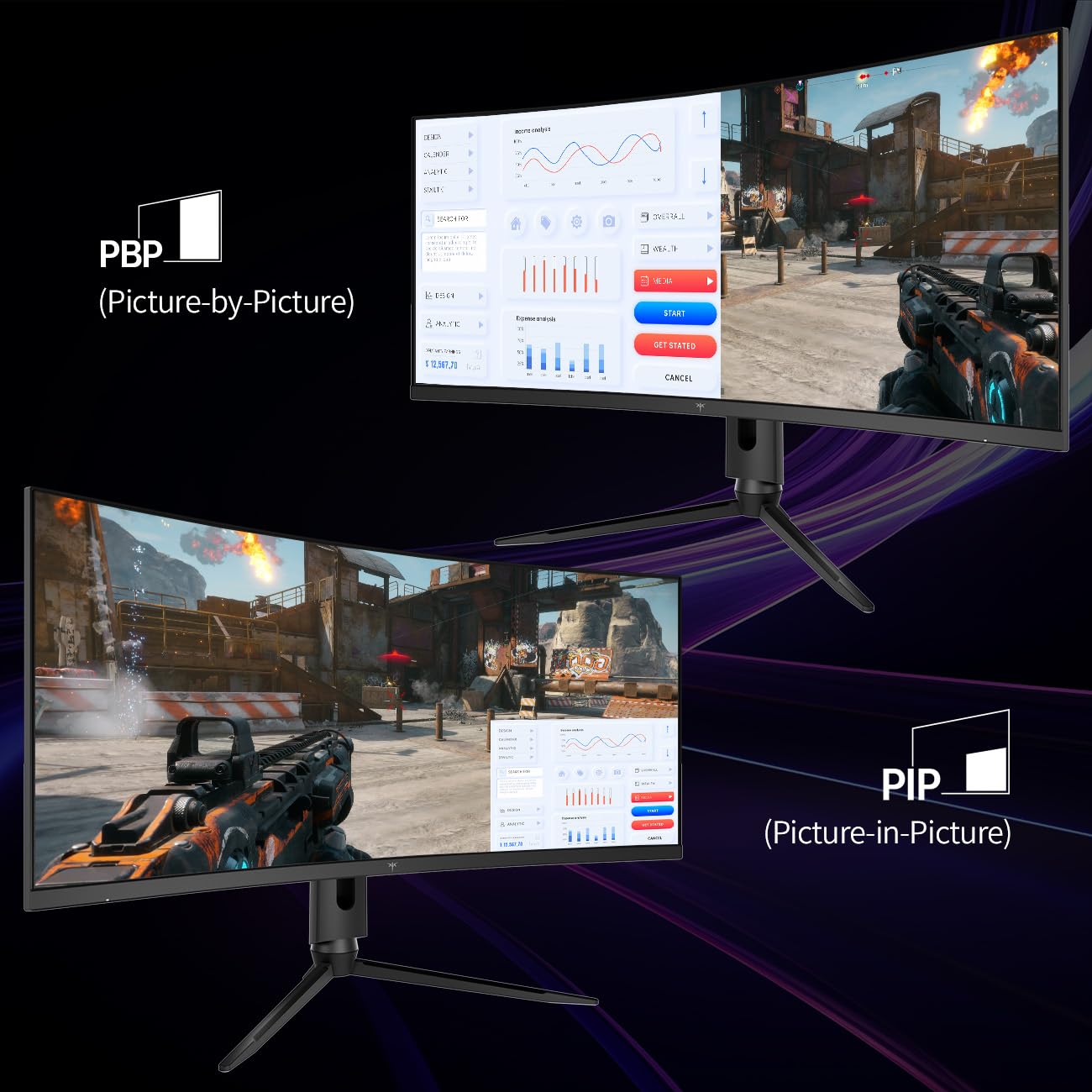 KTC 34 Inch Ultrawide Monitor, 180Hz WQHD 3440X1440 Curved Gaming Monitor, 1500R PC Monitor, HDR, FreeSync & G-Sync, HDMI, DisplayPort, VESA, Tilt Swivel Height Pivot Adjustment, H34S18S