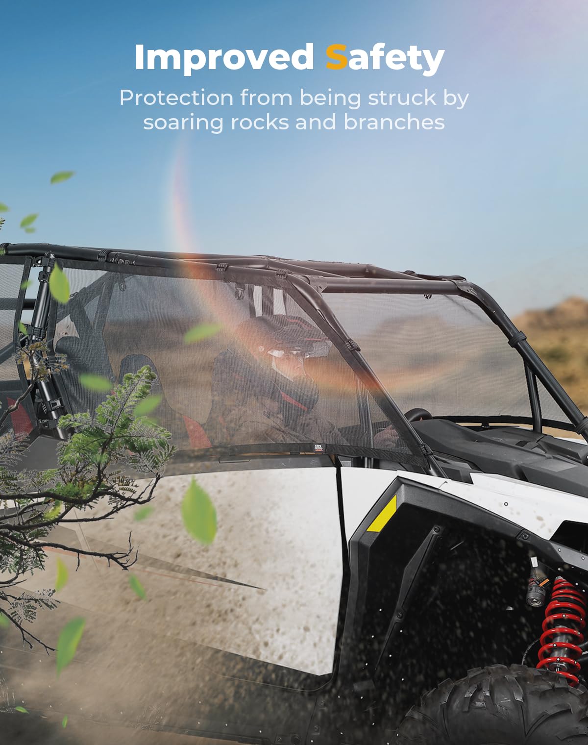 KEMIMOTO 2024/2025+ Window Mesh Net 4 Seater XP 1000 Side Soft Windshield Compatible with 2024/2025+ Polaris RZR XP 4 1000 Mesh Window Sun Shade Net UTV window mesh