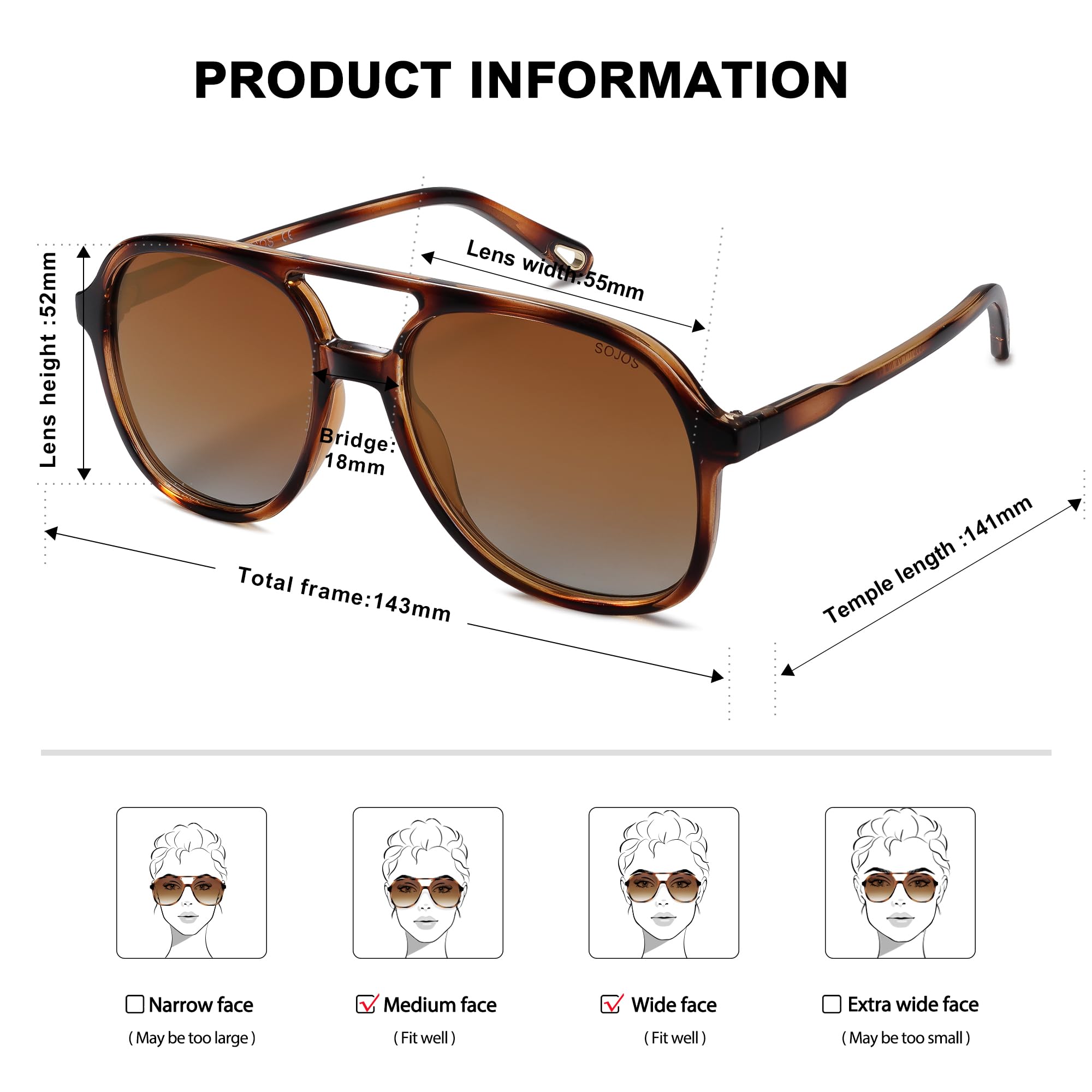 SOJOS Retro Polarized Aviator Sunglasses Womens Mens Classic 70s Vintage Trendy Square Aviators SJ2174, Amber Brown Tortoise/Brown