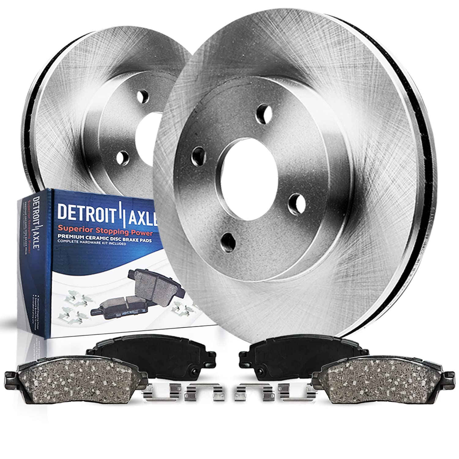 Detroit Axle - Front Brake Kit for 2011-2019 Ford Fiesta Brakes Rotors and Ceramic Brake Pads 2012 2013 2014 2015 2016 2017 2018 Replacement : 10.15" inch Rotors