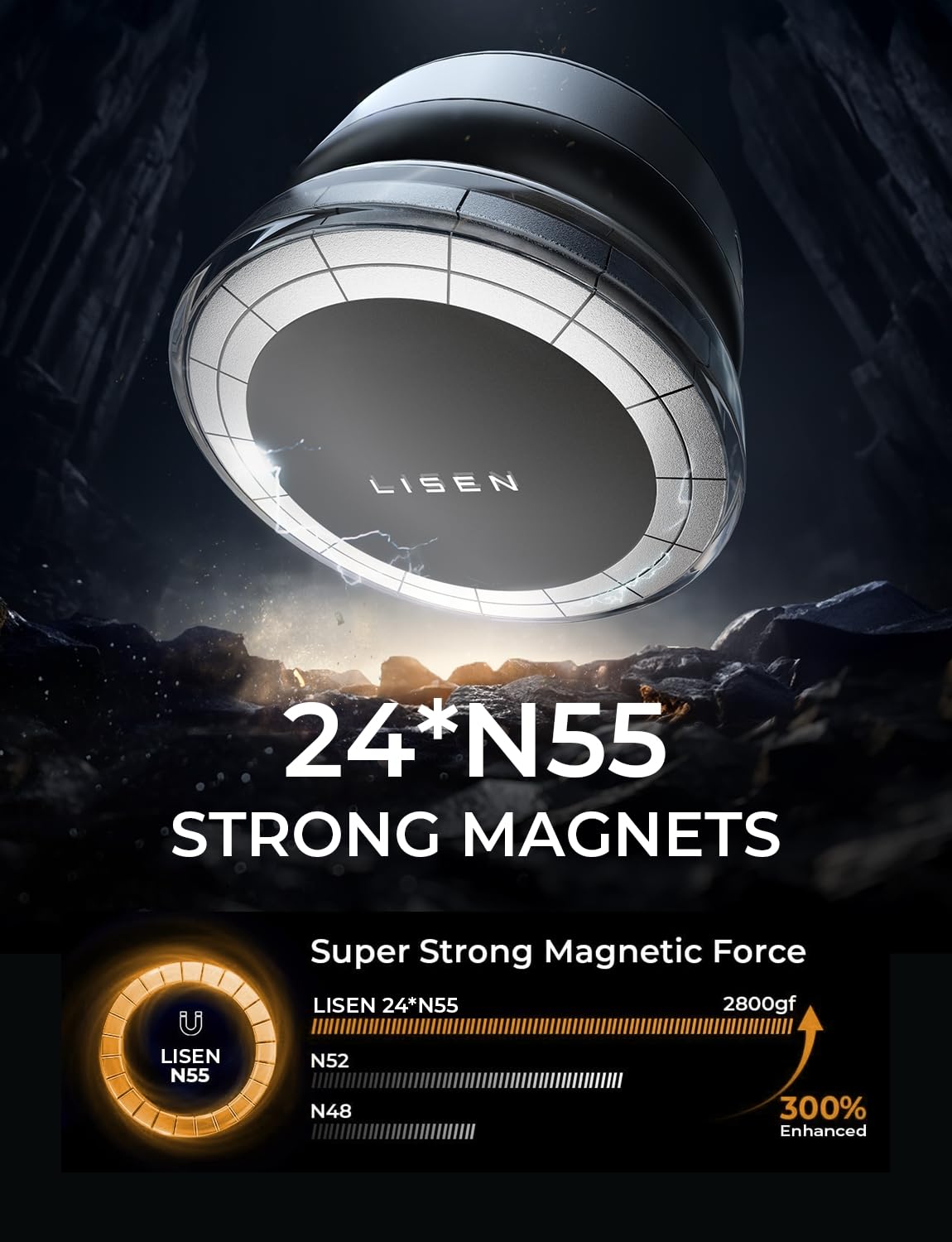 LISEN for iPhone 17 Portable Electric Vacuum Suction Phone Holder for Car MagSafe, Magnetic Phone Holder for Car Suction Cup Phone Mount Foldable for iPhone 17 Pro Max Air /16/15/14/13/12