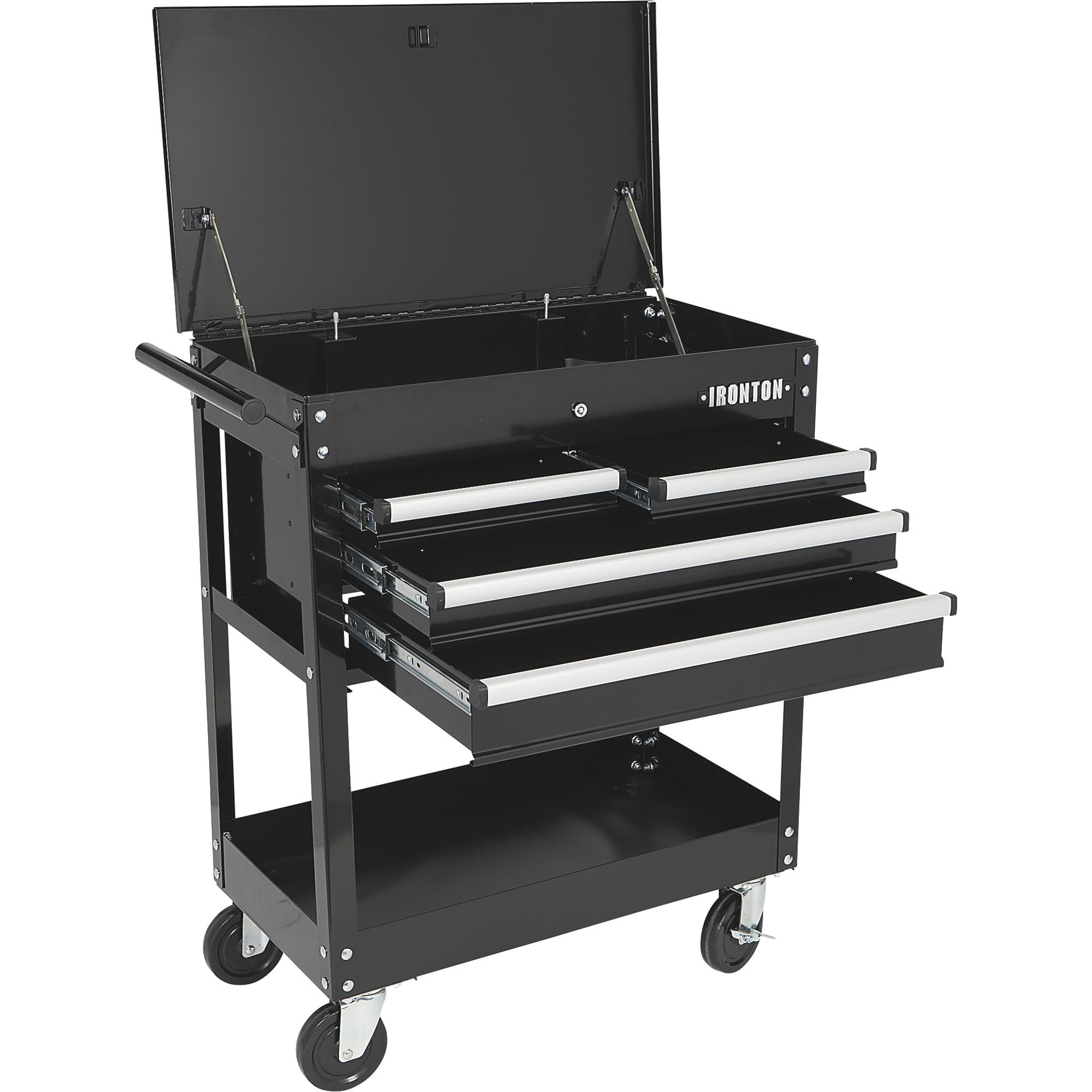 Ironton Mobile Tool Chest, Slide Top Tool Cart Made of Rust-Resistant Powder-Coat Finish, Mobile with Fully Opening Lid, Four Locking Drawers, Rolling Tool Carts Tool Cart with Drawers