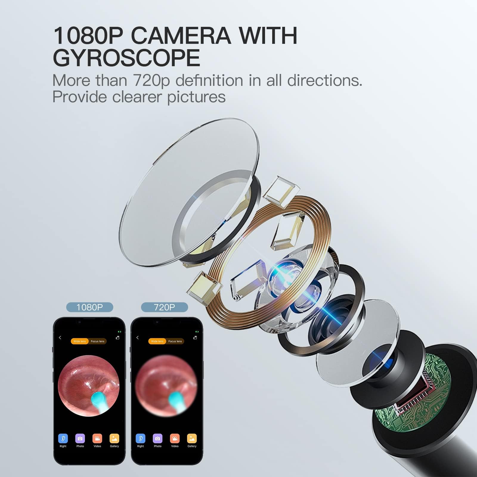 NIUQICT Ear Wax Removal Tool Camera, Ear Cleaner with Camera Earwax Removal kit with Camera, Ear Camera 1080P with 6 LED Lights, for iOS&Android