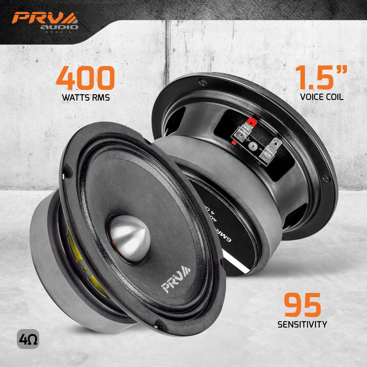 PRV AUDIO 6.5 Inch Midrange Bullet Speaker 6MR400-4 Bullet, 4 Ohm 400 Watts High Performance Car Audio Loudspeaker High Output Sound (Single)