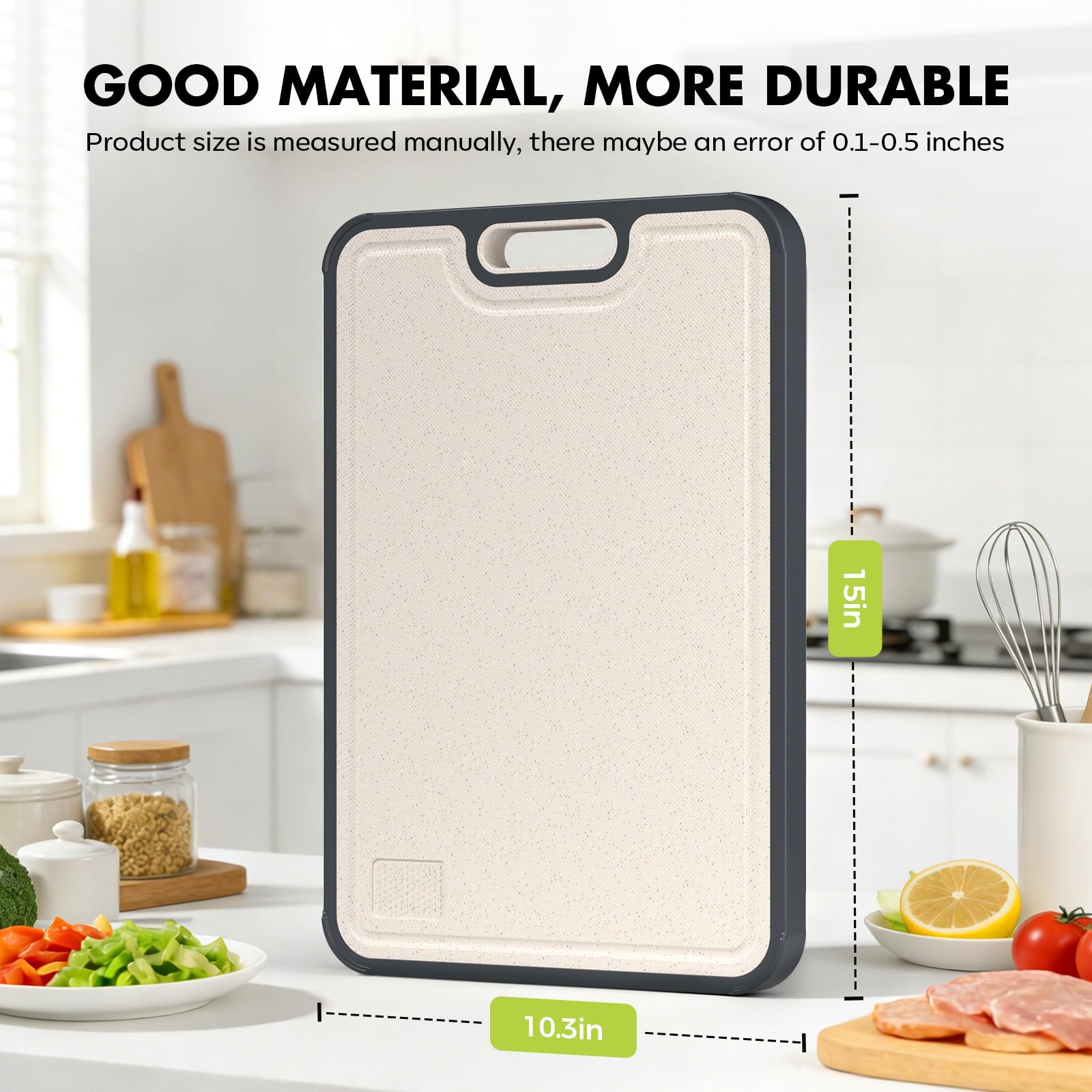Sumzzz Titanium Cutting Board for Kitchen, Cutting Board Double Sided Food Grade, Pure Titanium/PP, Easy to Clean Large Size 15”×10.3”