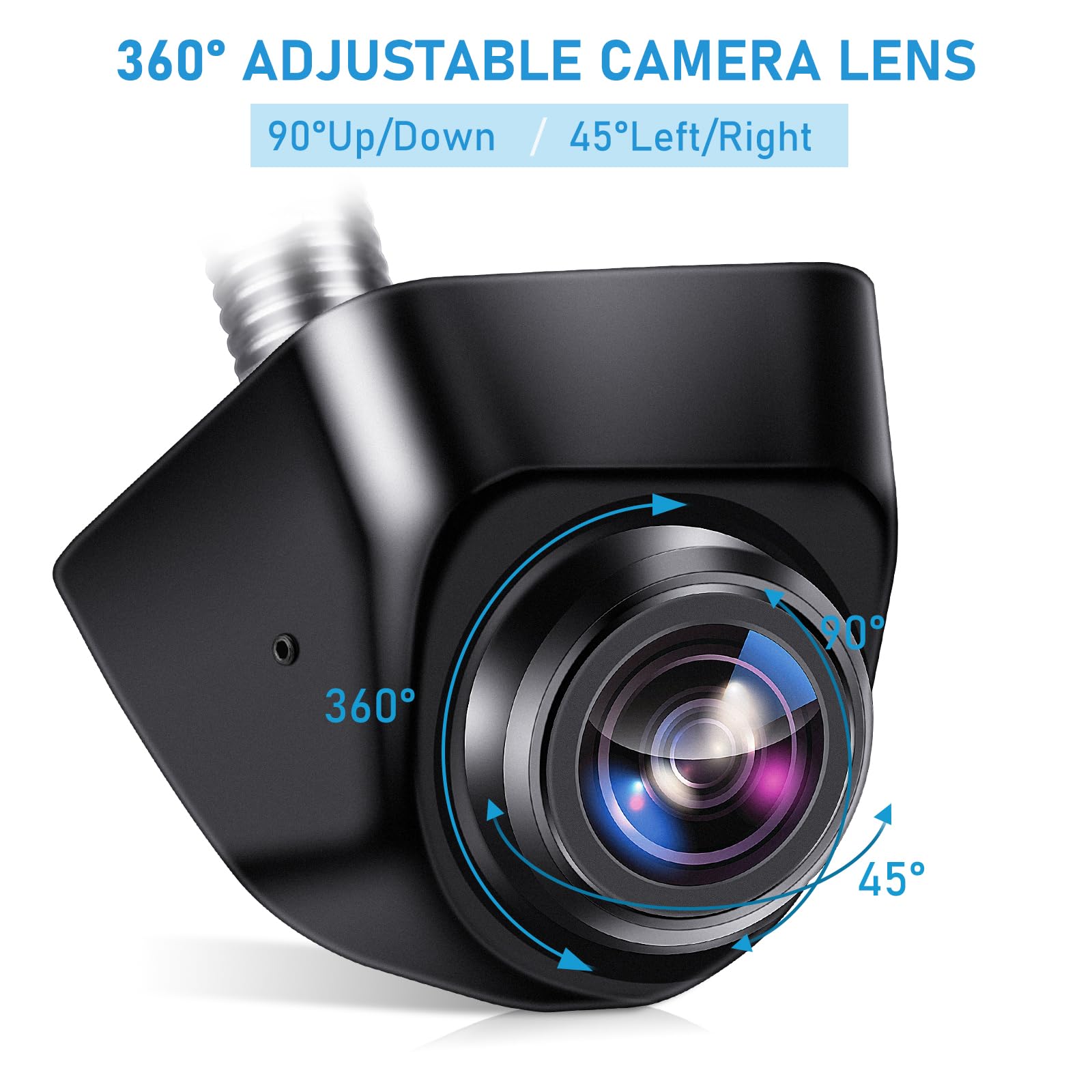 HD Backup Camera for Car Universal Front/Side/Rear Camera for 12V Car Truck Pickup SUV Rear View Reverse Camera with 360° rotation Angle Super Night Vision IP69K Waterproof