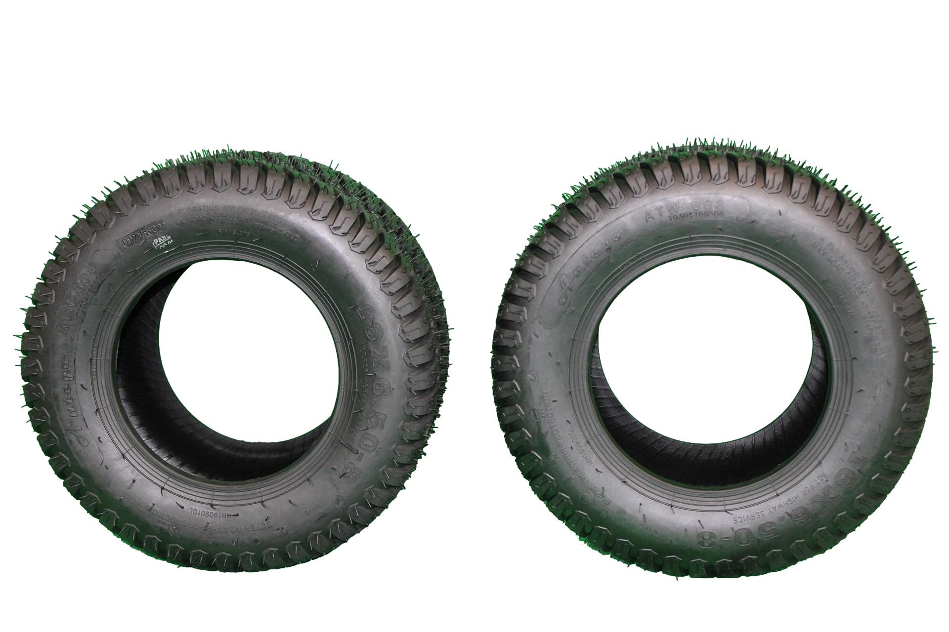 Set of 2-16X6.50-8 4 Ply Turf Tires for Lawn & Garden Mower 16x6.5-8