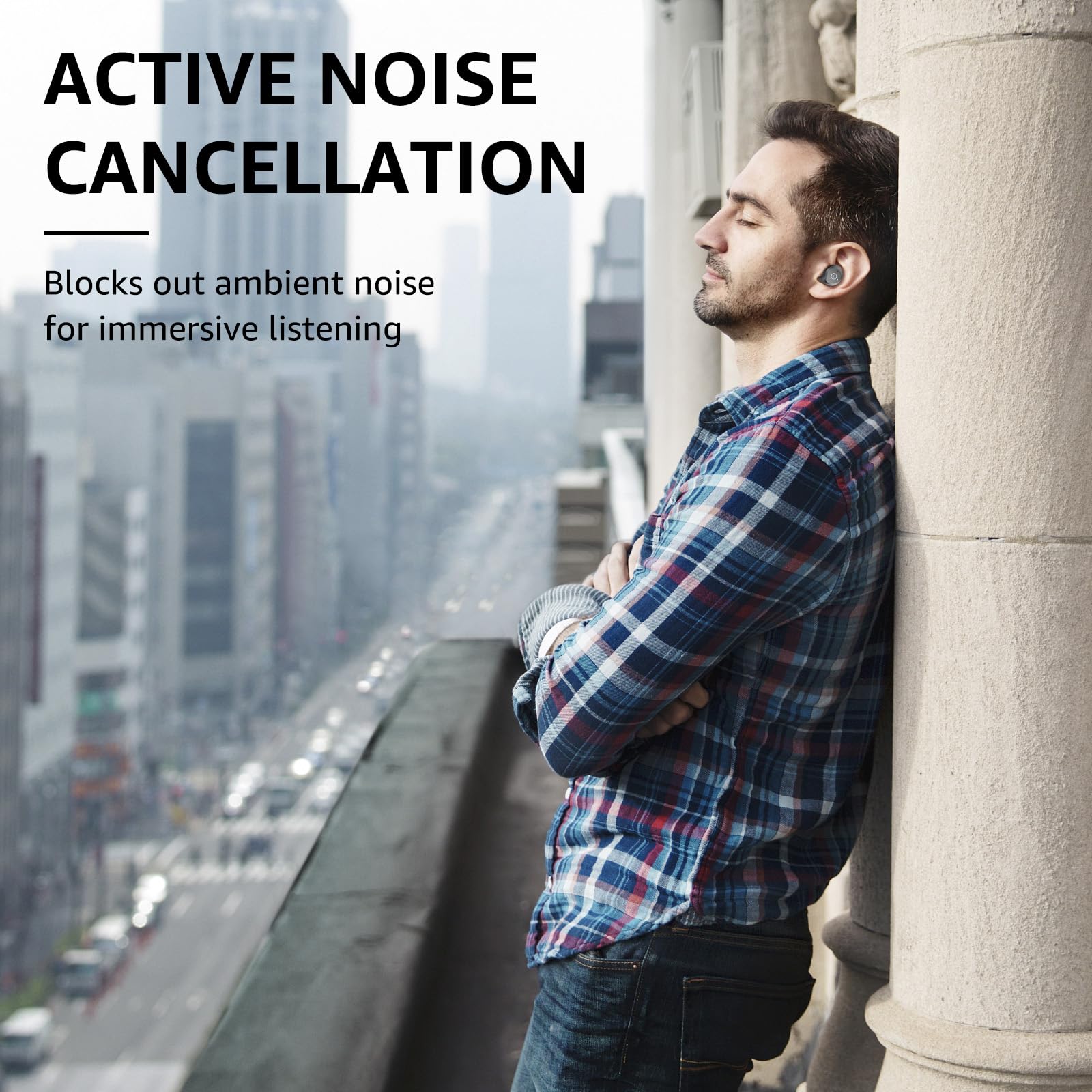 TOZO NC9 Hybrid Active Noise Cancelling Wireless Earbuds, in Ear Headphones IPX6 Waterproof Bluetooth 5.3 Stereo Earphones, Immersive Sound Premium Deep Bass Headset Matte Black