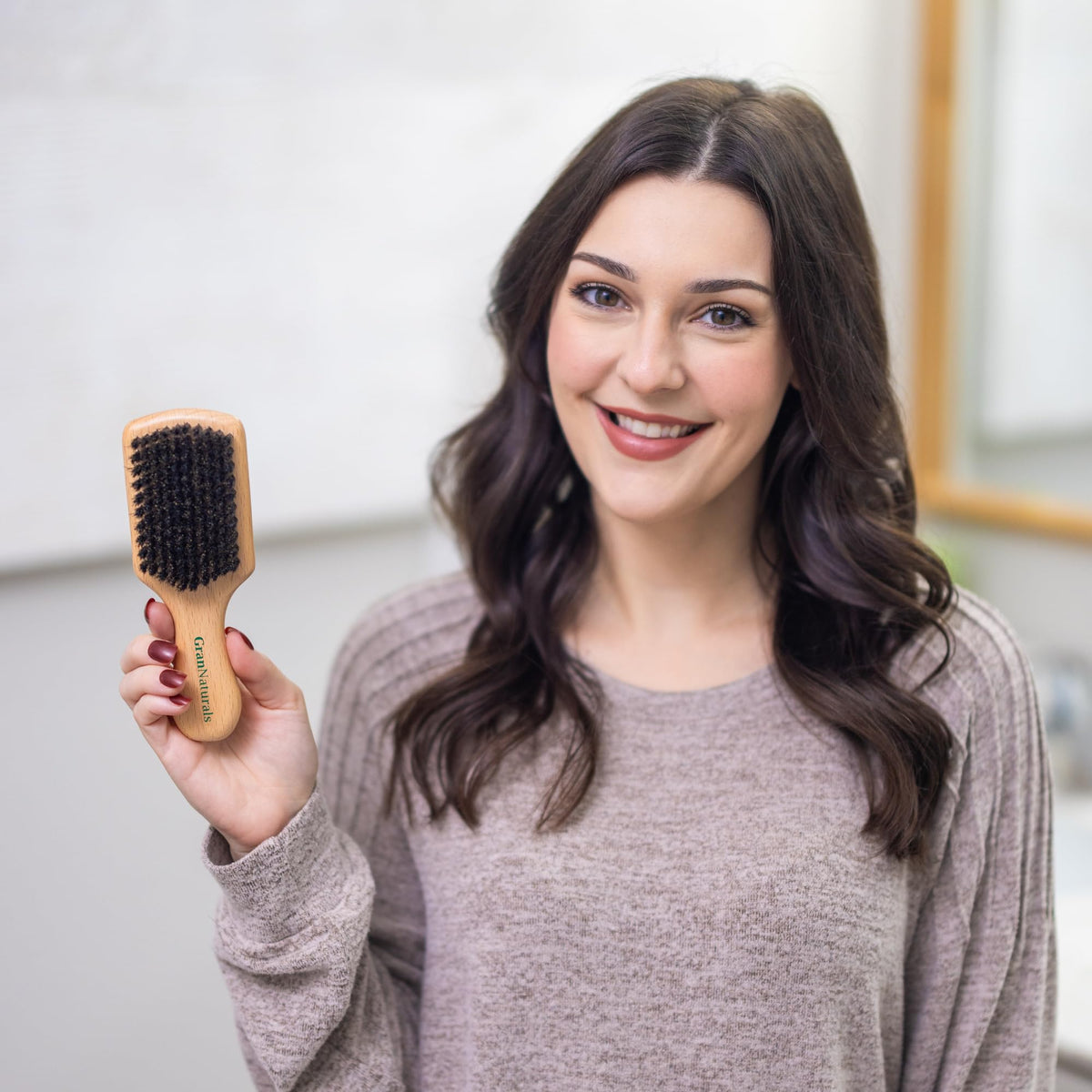 GranNaturals Soft Bristle Hair Brush - Boar Bristle Men's Hair Brush for Smoothing, Slick Back, Fades, Beards, 360 Waves to Style, Polish, & Lay Down Hair to Create a Sleek Hairstyle for Women & Men