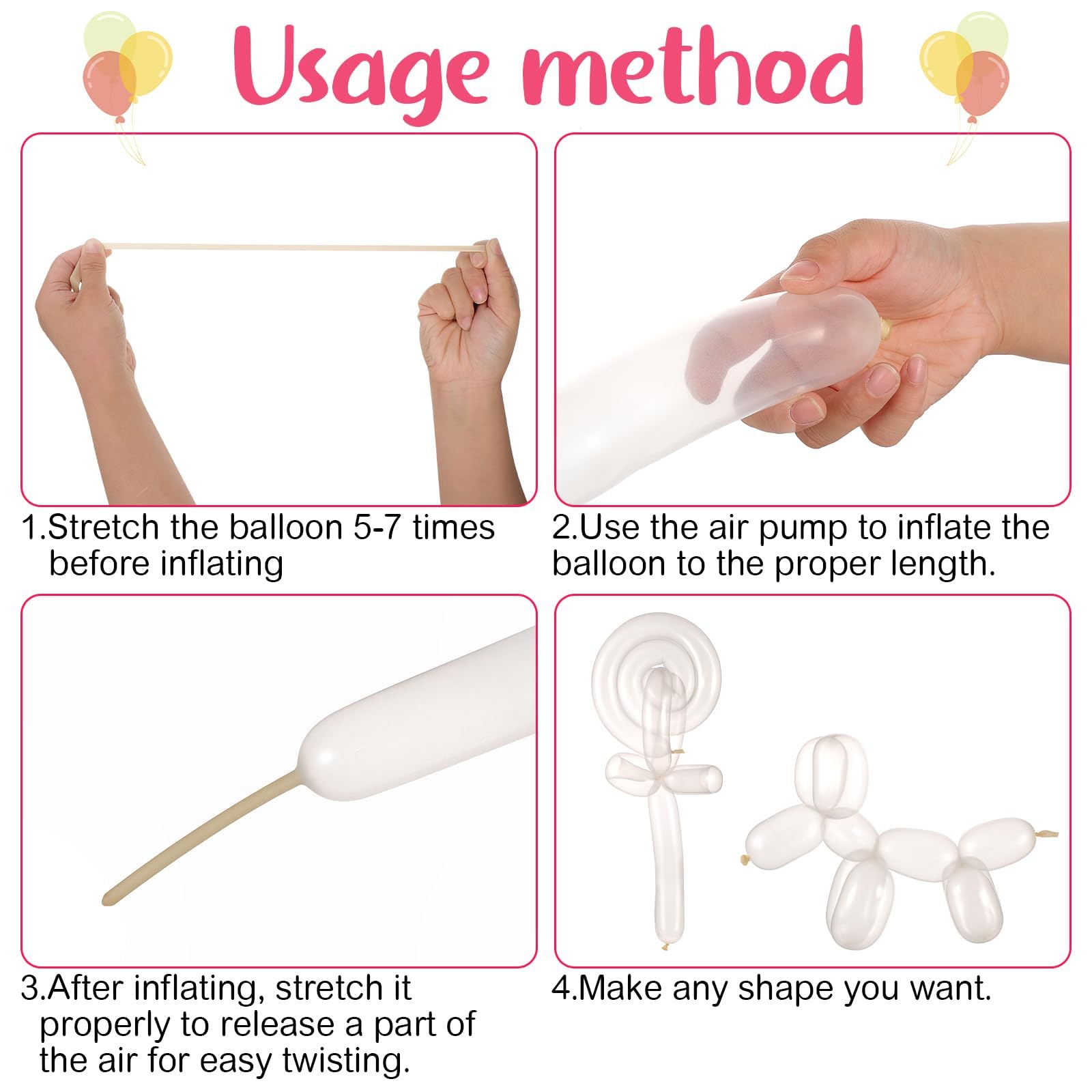 100 Pcs 260 Clear Long Balloons for Modeling, Twisting Balloons for Animals, Birthday, Wedding Parties - Premium Quality Latex