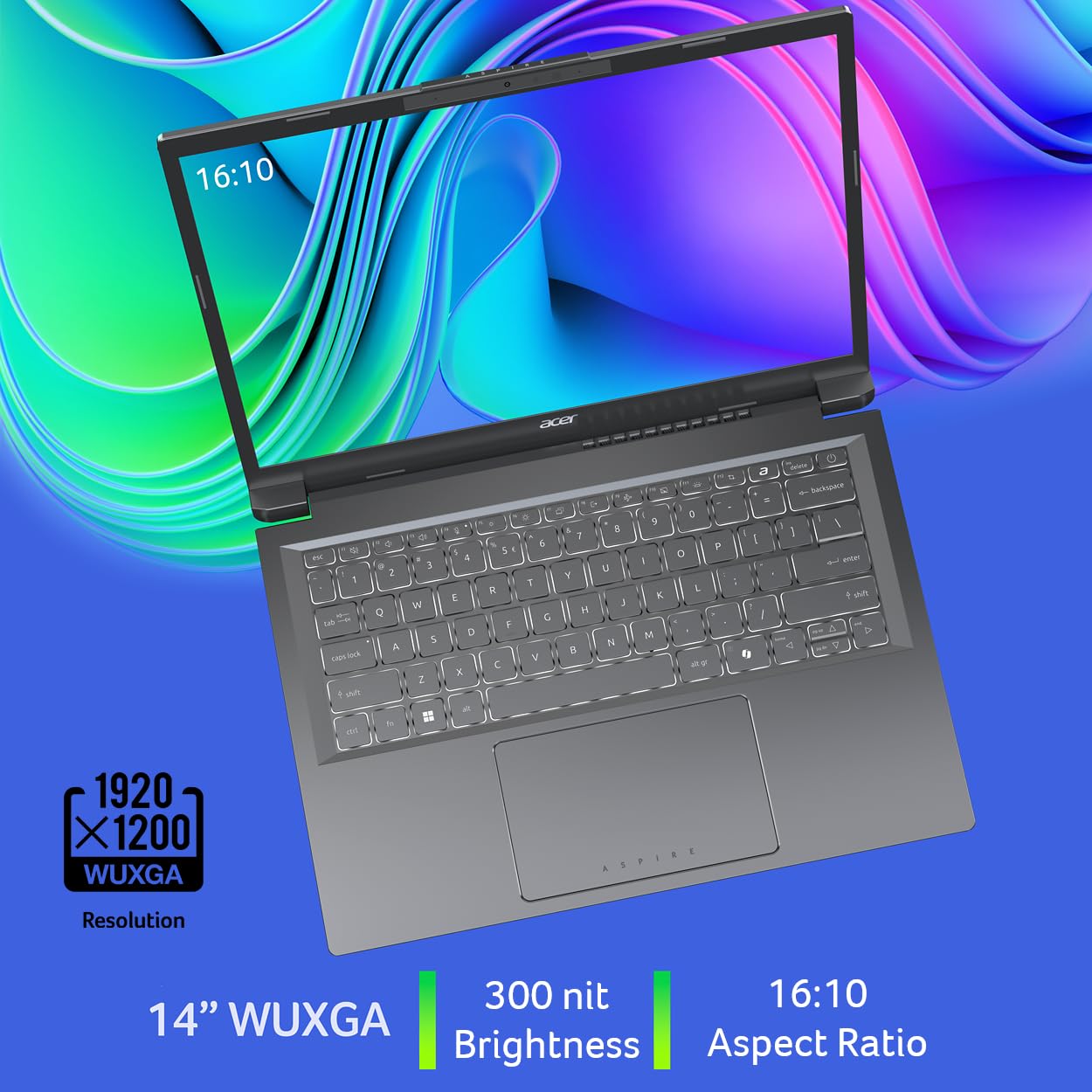 Acer Aspire 14 AI Copilot+ PC | 14" WUXGA Display | Intel Core Ultra 7 Processor 256V | NPU: Up to 47 Tops - GPU: Up to 64 Tops | Intel ARC 140V | 16GB LPDDR5X | 1TB SSD | Wi-Fi 6E | A14-52M-72S0
