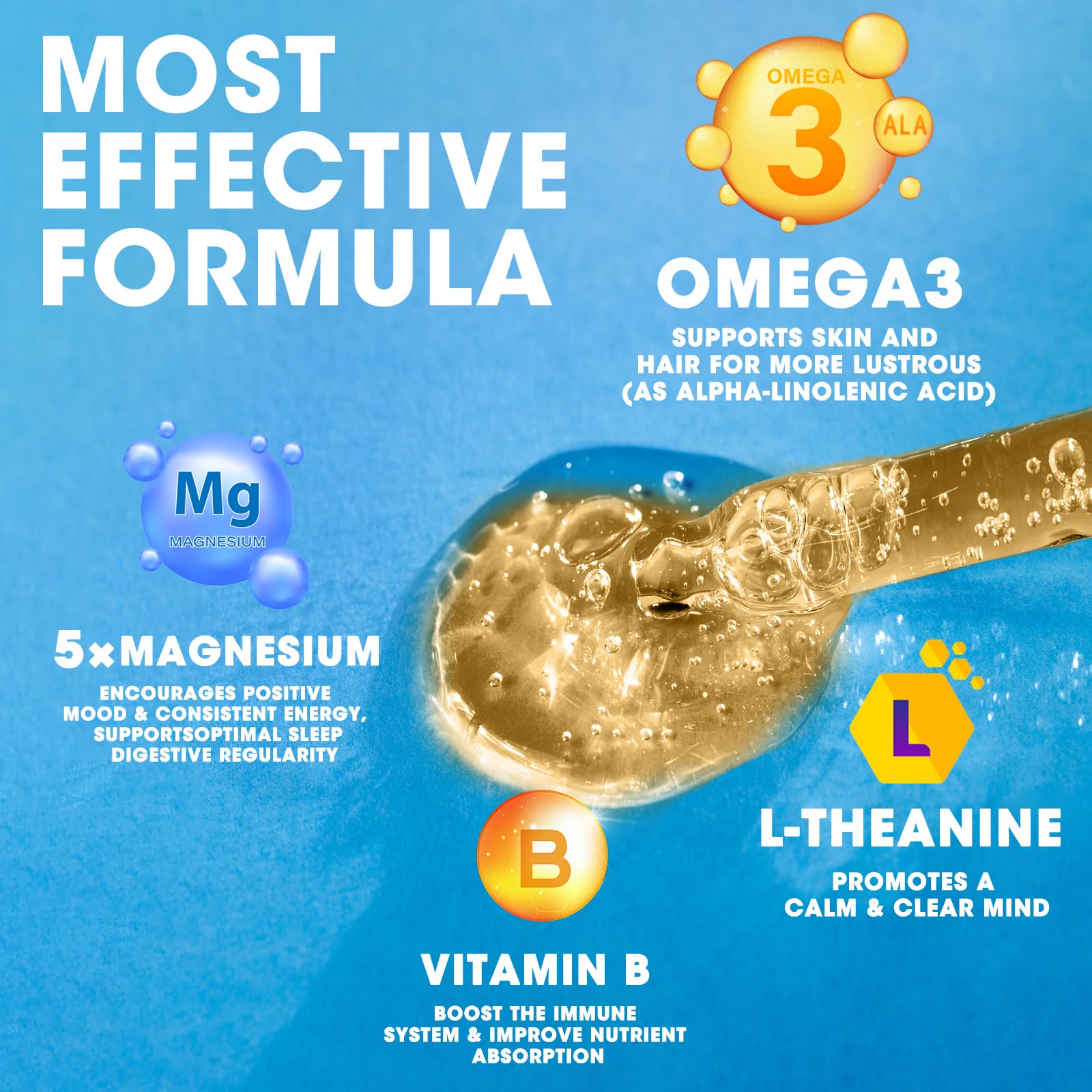 (2 Pack) Magnesium Glycinate Liquid Drop with Citrate, Oxide and Taurate, Calm Magnesium with Omega3, L-Theanine, D3, B6, B12 for Calm, Sleep, Leg Cramps, Muscles, Energy, Sugar-Free Strawberry Flavor