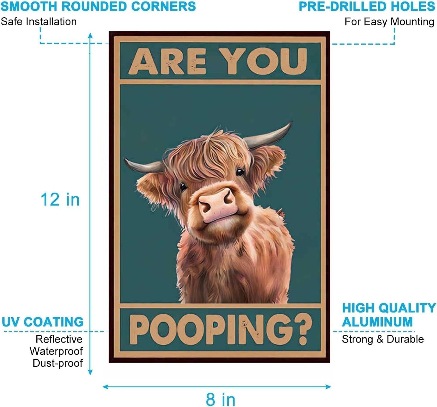 Carastora Vintage Bathroom Tin Sign – "Are You Pooping?" Retro Metal Wall Décor, Humorous Restroom Decoration, 8x12 Inches, Perfect for Home, Café, Office, or Pub
