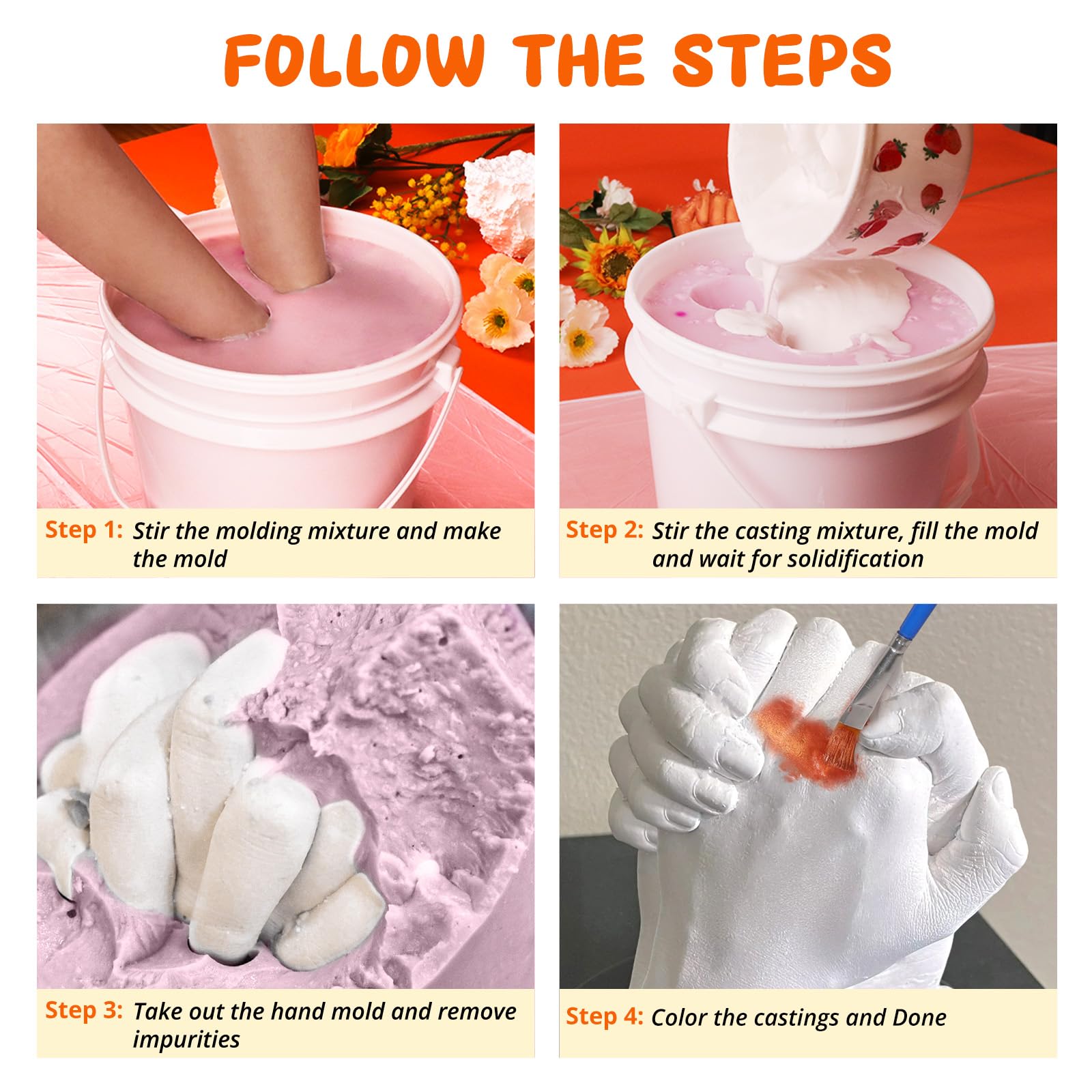 HTVRONT Hand Casting Kit Couples - Plaster Hand Mold Casting Kit with Practice Kit, Gifts for Women & Men Sculpture Hand Molding Kit, Birthday Wedding Valentines Day Gift - for Her & Him