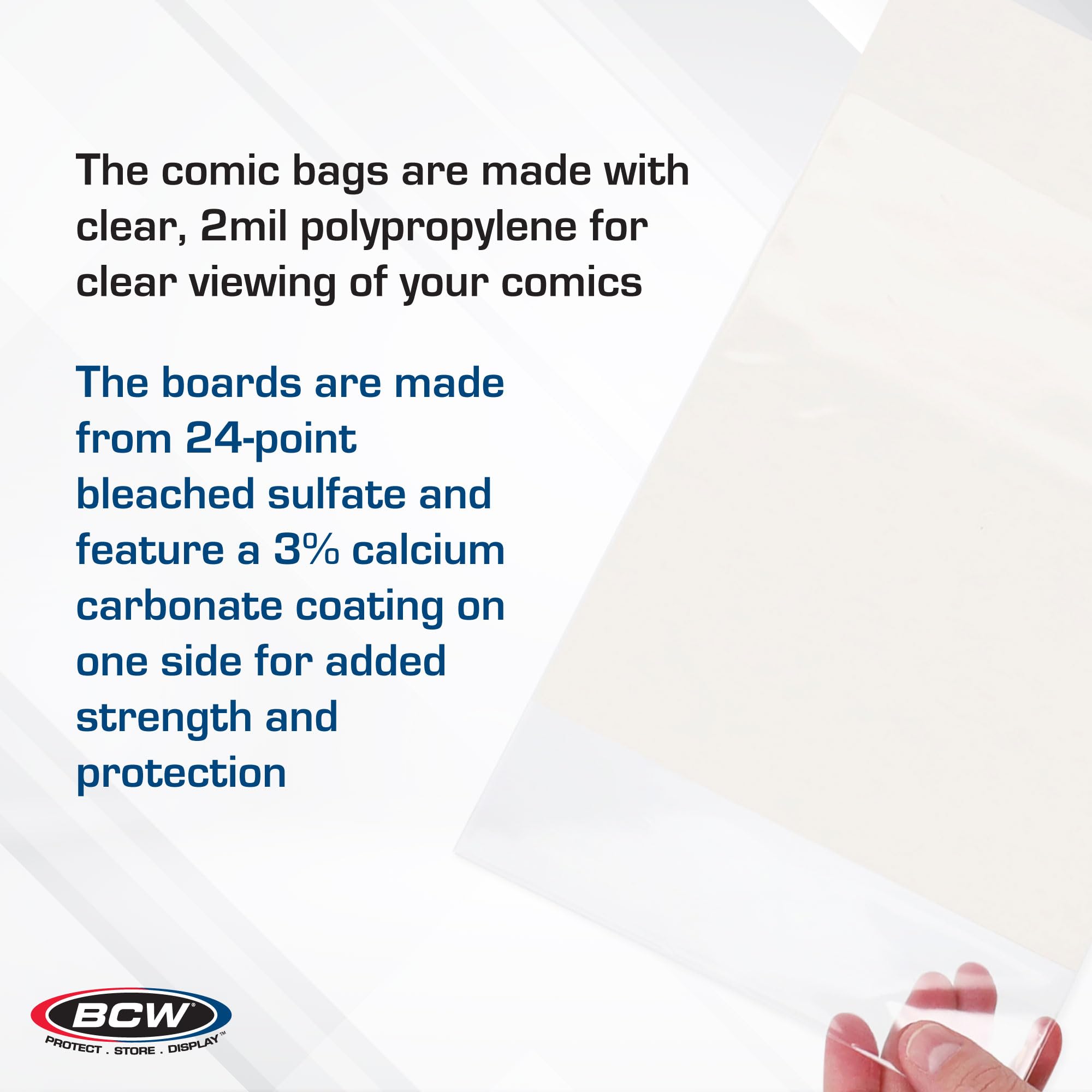 BCW Current Comic Boards and Bags Combo | 100 Polypropylene Comic Bags & Backer Boards | Acid-Free Archival Quality | Crystal Clear | Preserves Collectible Comics | Fits Standard Comic Storage Boxes