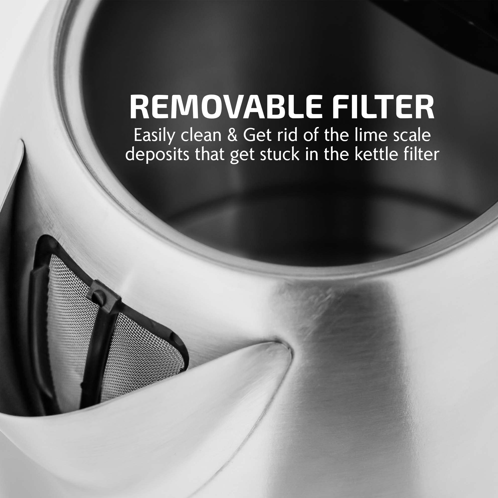 OVENTE Electric Kettle Stainless Steel Instant Water Boiler BPA Free 1.7 Liter 1100 Watts Fast Boiling with Cordless Body and Automatic Shut Off Safe and Perfect for Tea Coffee Milk, Silver KS96S