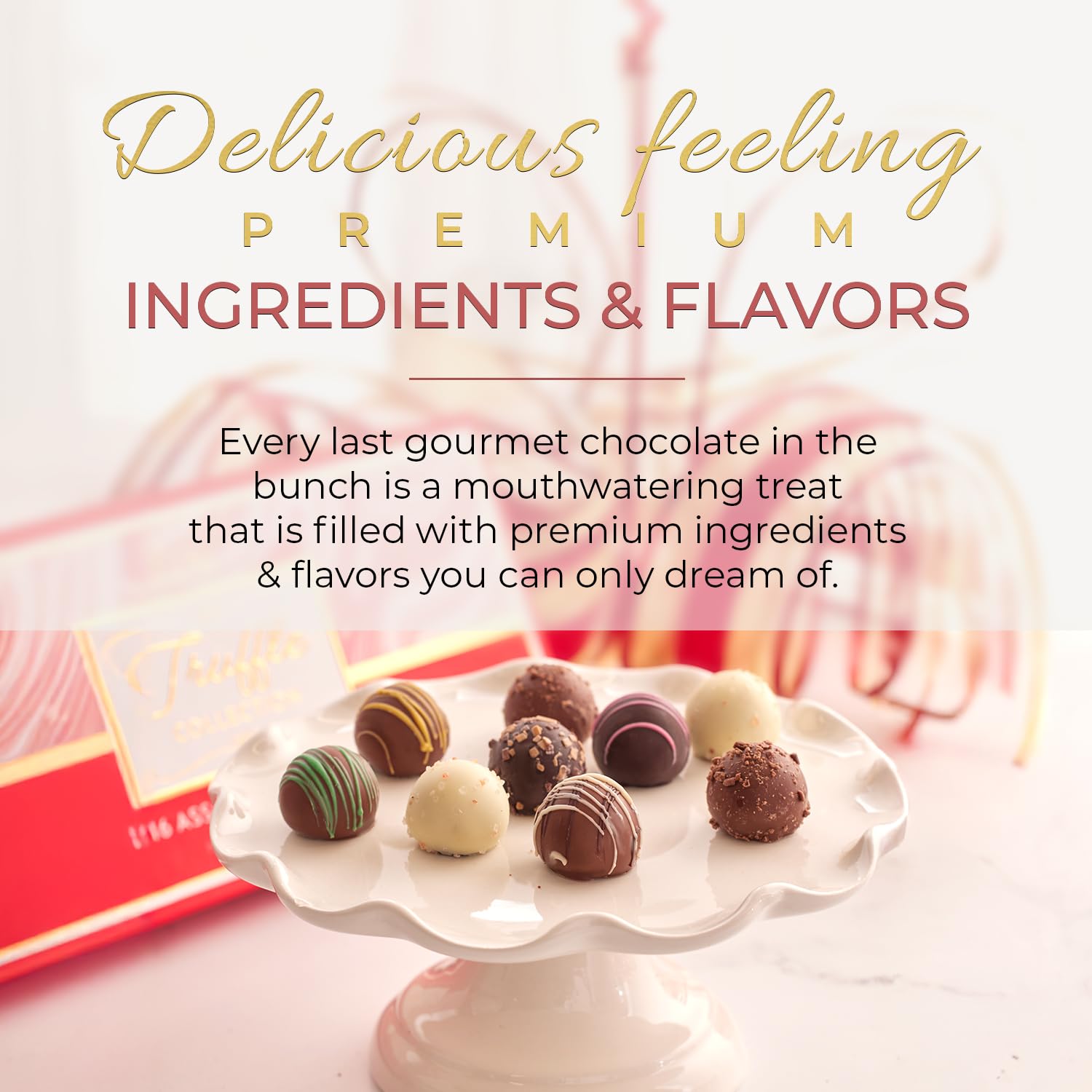 CRAVINGS BY ZOE Chocolate Truffle Gift Box | 16 Count | Assorted Gourmet Milk & Dark Chocolate Candy Food Gift Basket Christmas, Birthday, Get Well, Holiday, Thank You Men Women Mom Dad Family Him Her