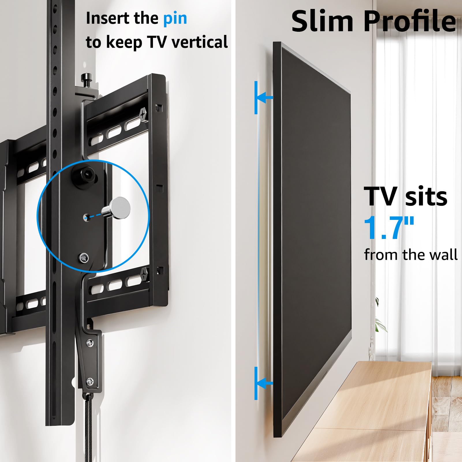 MOUNTUP Tilting TV Wall Mount Bracket for Most 37-75 Inch TV up to 99 LBS, Low Profile Tilt TV Wall Mount Max Vesa 600 x 400mm, Quick Lock and Release to Mount on 16", 18", 24" Stud